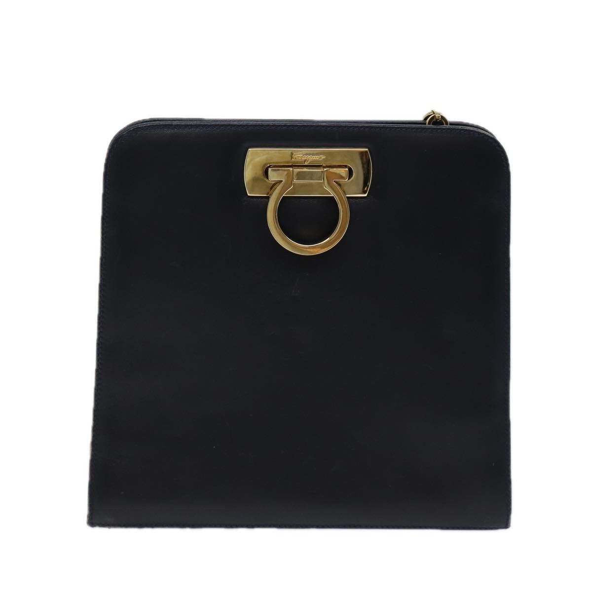 Salvatore Ferragamo Gancini Navy Leather Shoulder Bag (Pre-Owned) Size ONE SIZE - 1 Thumbnail
