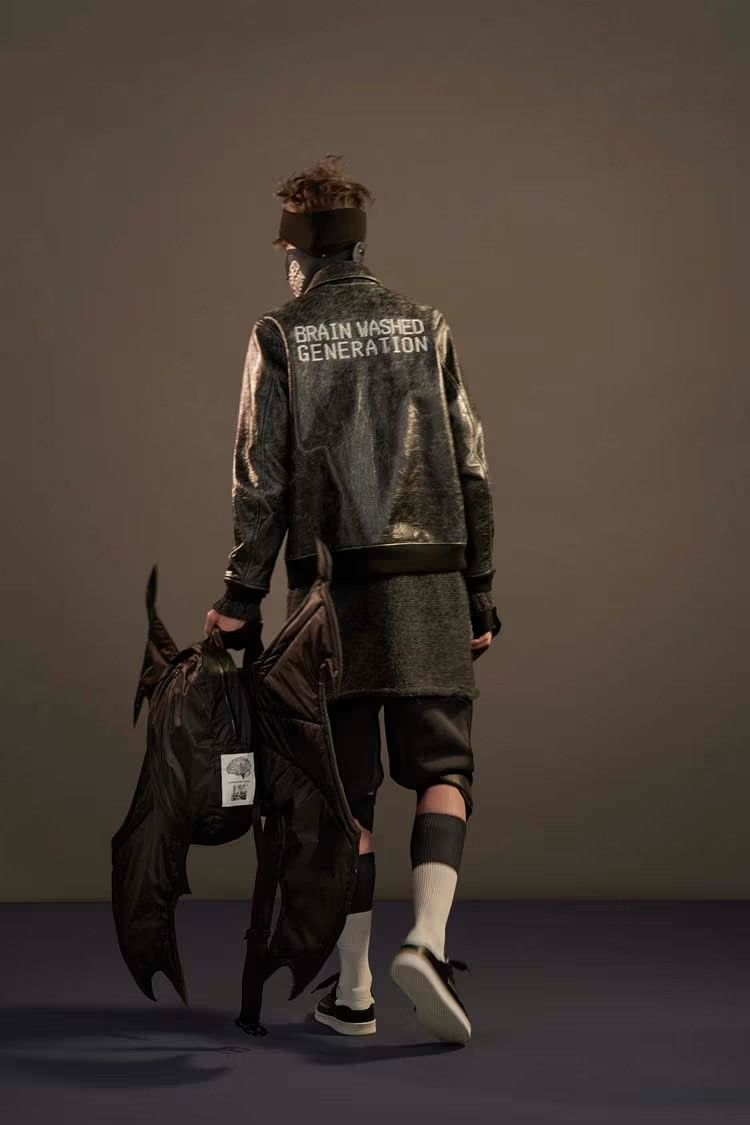 image of Jun Takahashi x Undercover (4) Aw17 Brain Washed Generation Distressed Leather Jacket in Grey (Size