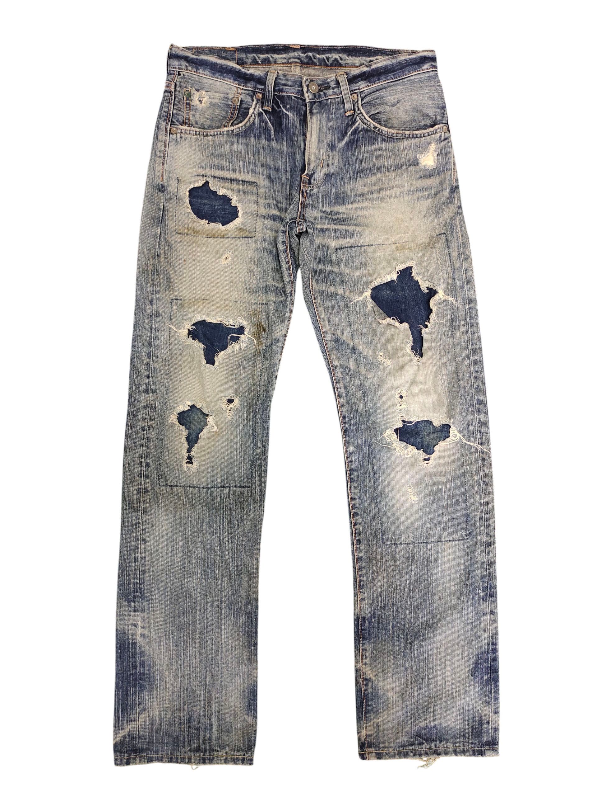 Kapital Vintage 90s Edwin Boro Patchwork Clawmark Distress Jeans Size US 30 / EU 46 - 1 Thumbnail