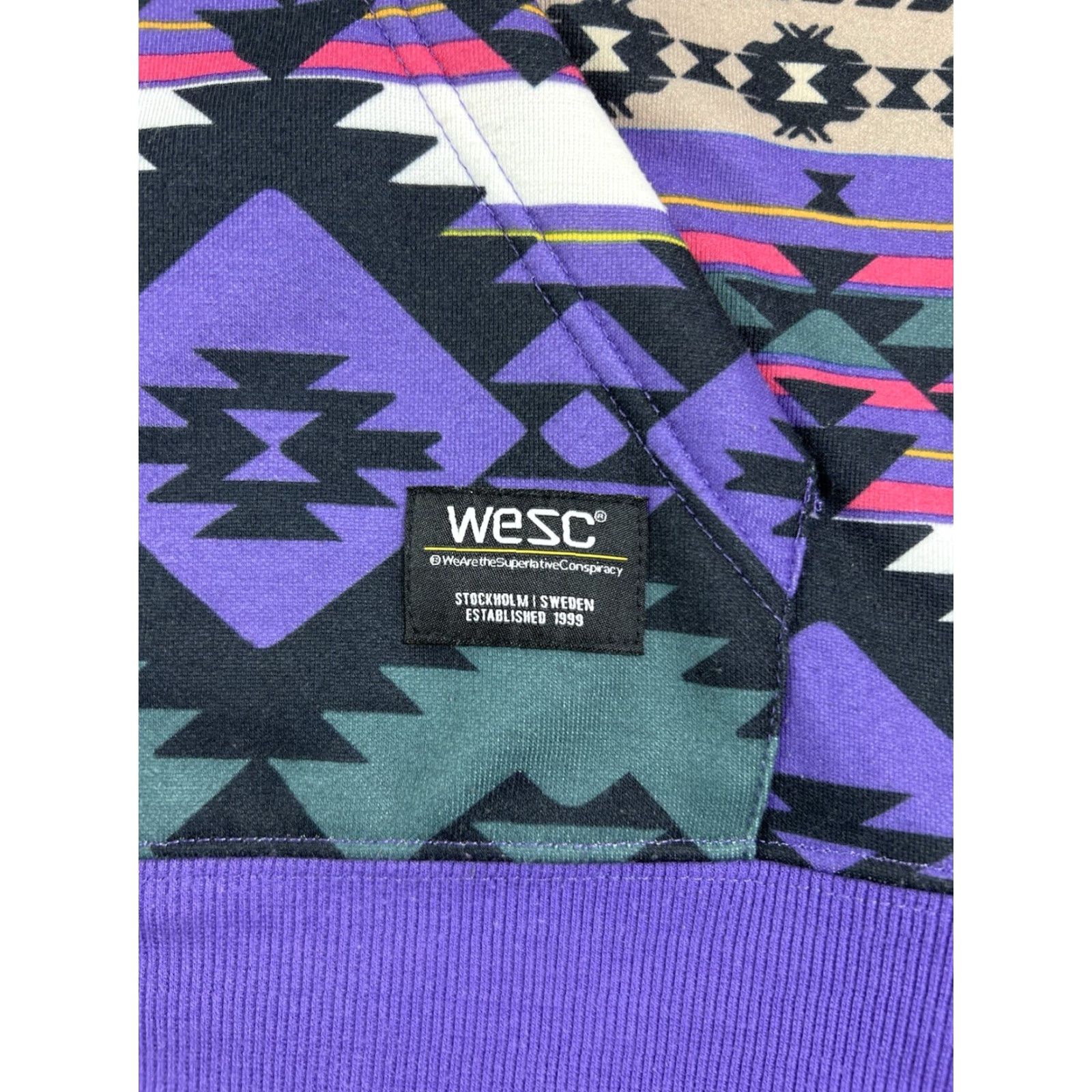 WeSC WESC Hoodie Mens M Multicolor Pullover Hooded Fleece Sweatshirt Aztec Colorful AOP Sweden Size US M / EU 48-50 / 2 - 2 Thumbnail