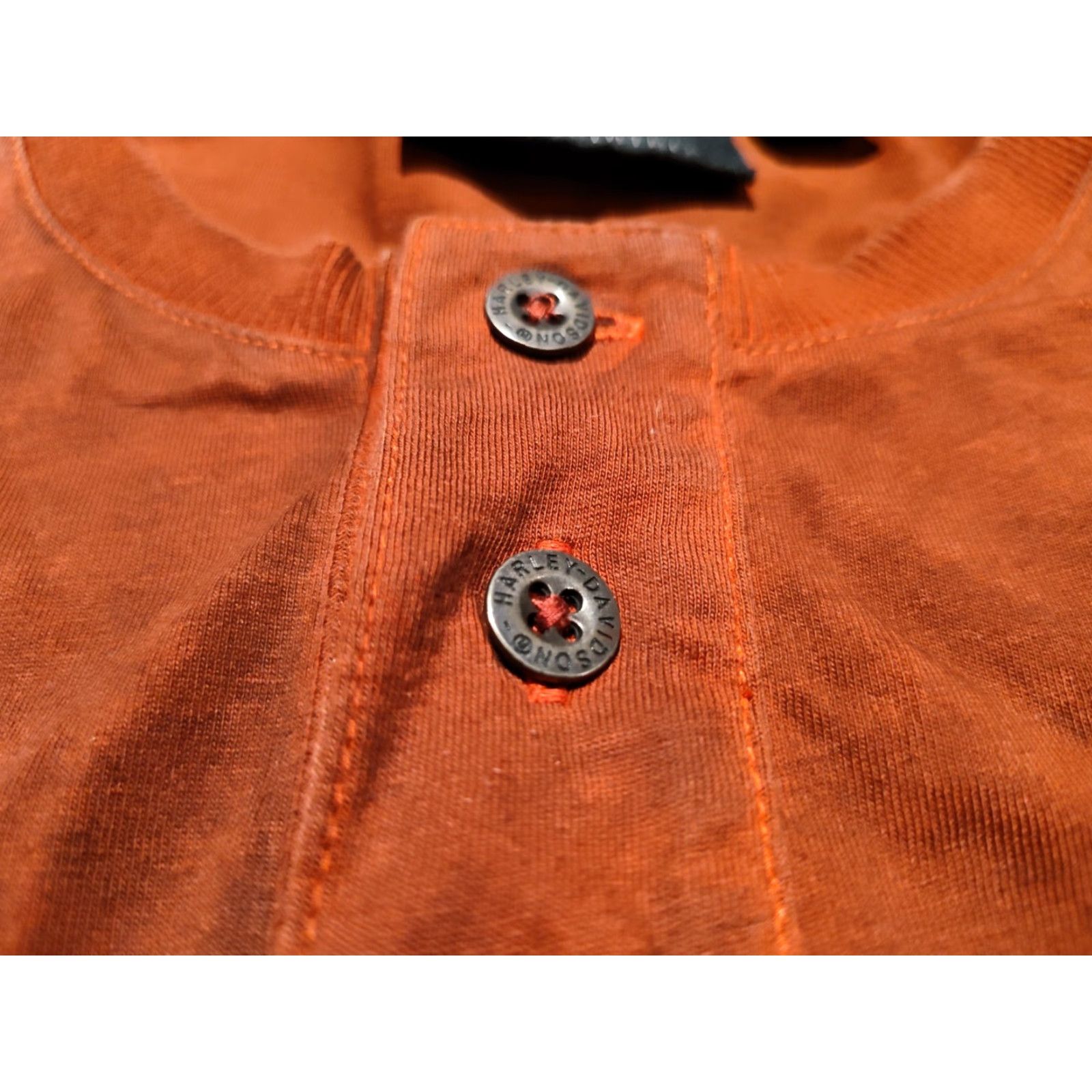Harley Davidson Harley-Davidson Long Sleeve Henley Shirt Men XL Burnt Red Motorcycle Eagle Cotton Casual Size US XL / EU 56 / 4 - 7 Thumbnail
