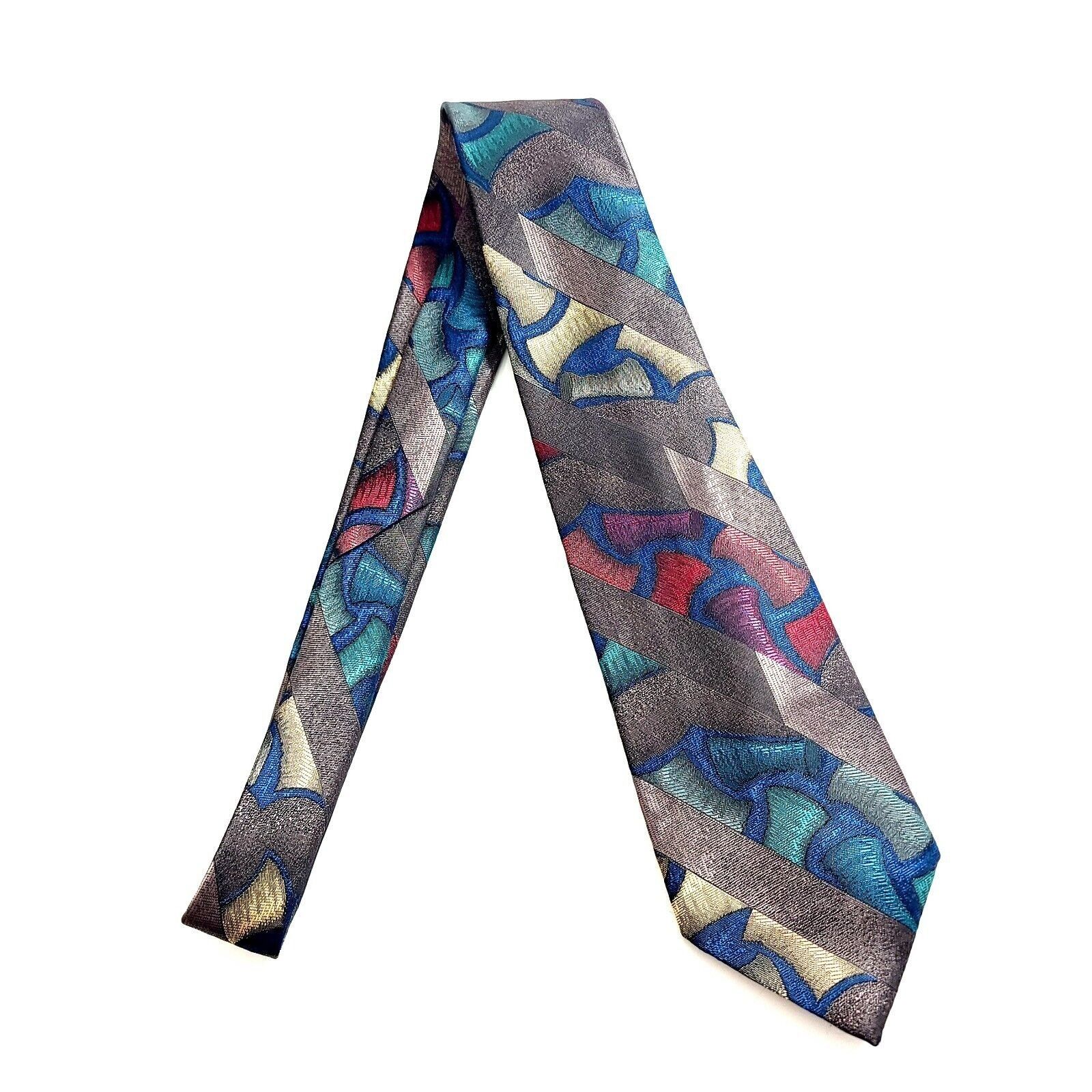 Van Heusen Van Heusen Editions Polyester Silk Brown Teal Metallic Print Size ONE SIZE - 6 Thumbnail