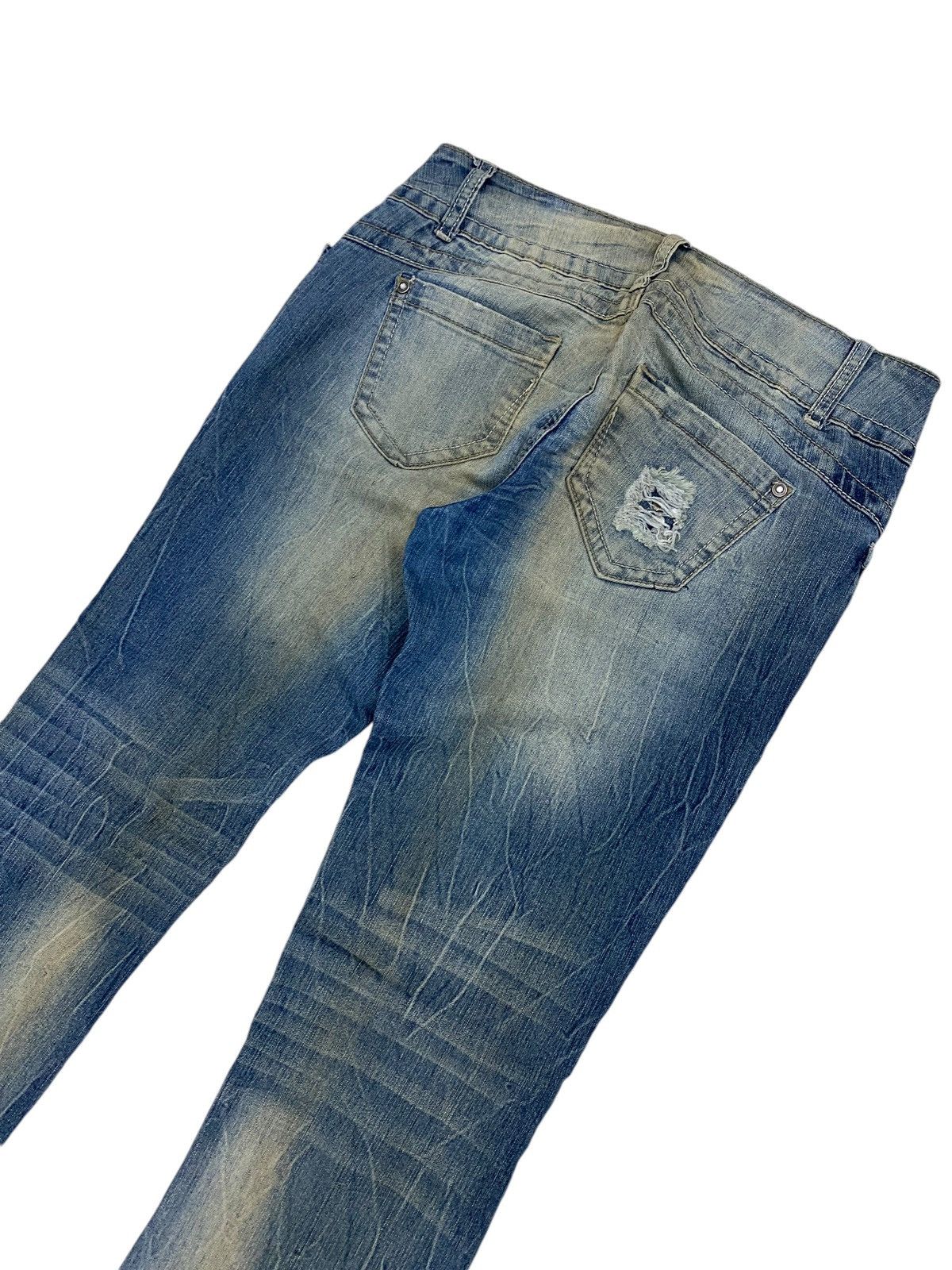 If Six Was Nine × Japanese Brand × Le Grande Bleu (L.G.B.) Flare Bongo Denim Japan Mud Washed Distress Emblishh Clawn Size US 31 - 14 Thumbnail