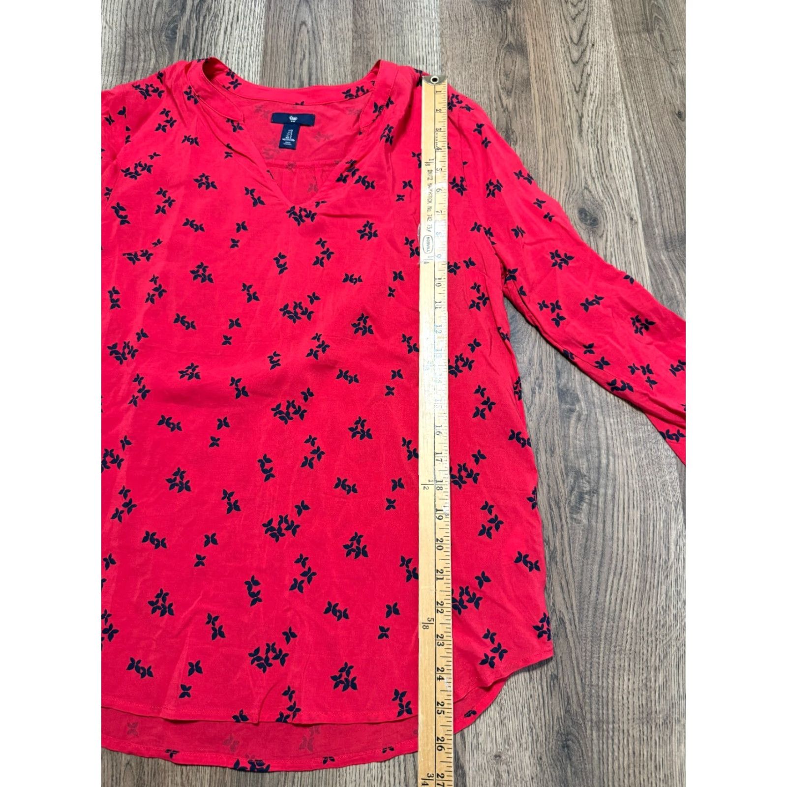 Gap GAP Blouse Women's Size Small Red Black Floral Long Sleeve Shirt V-neck Shirt Size S / US 4 / IT 40 - 7 Thumbnail