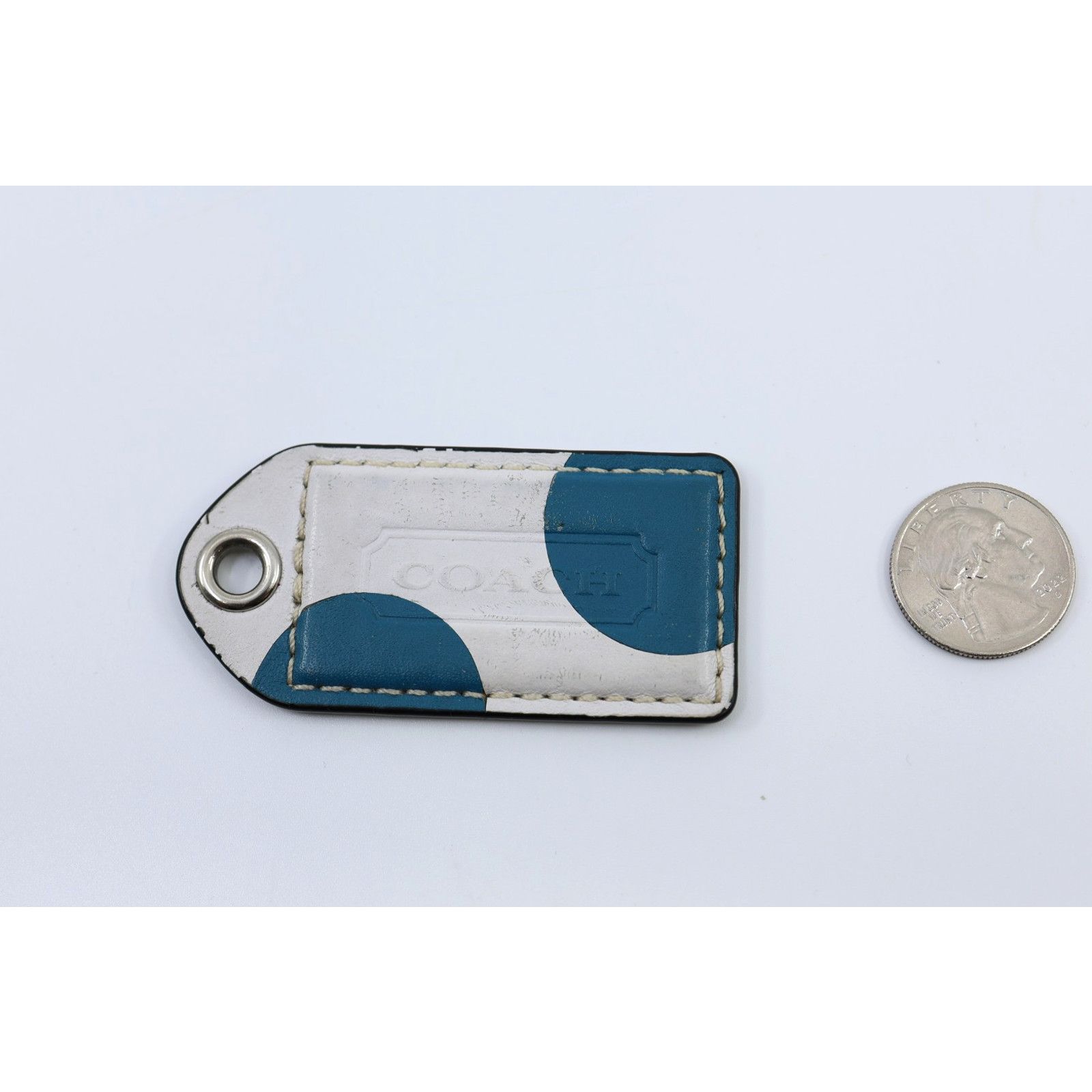 Coach 3" Large COACH Leather Key Silver Hardware Charm Hang Tag Size ONE SIZE - 1 Thumbnail