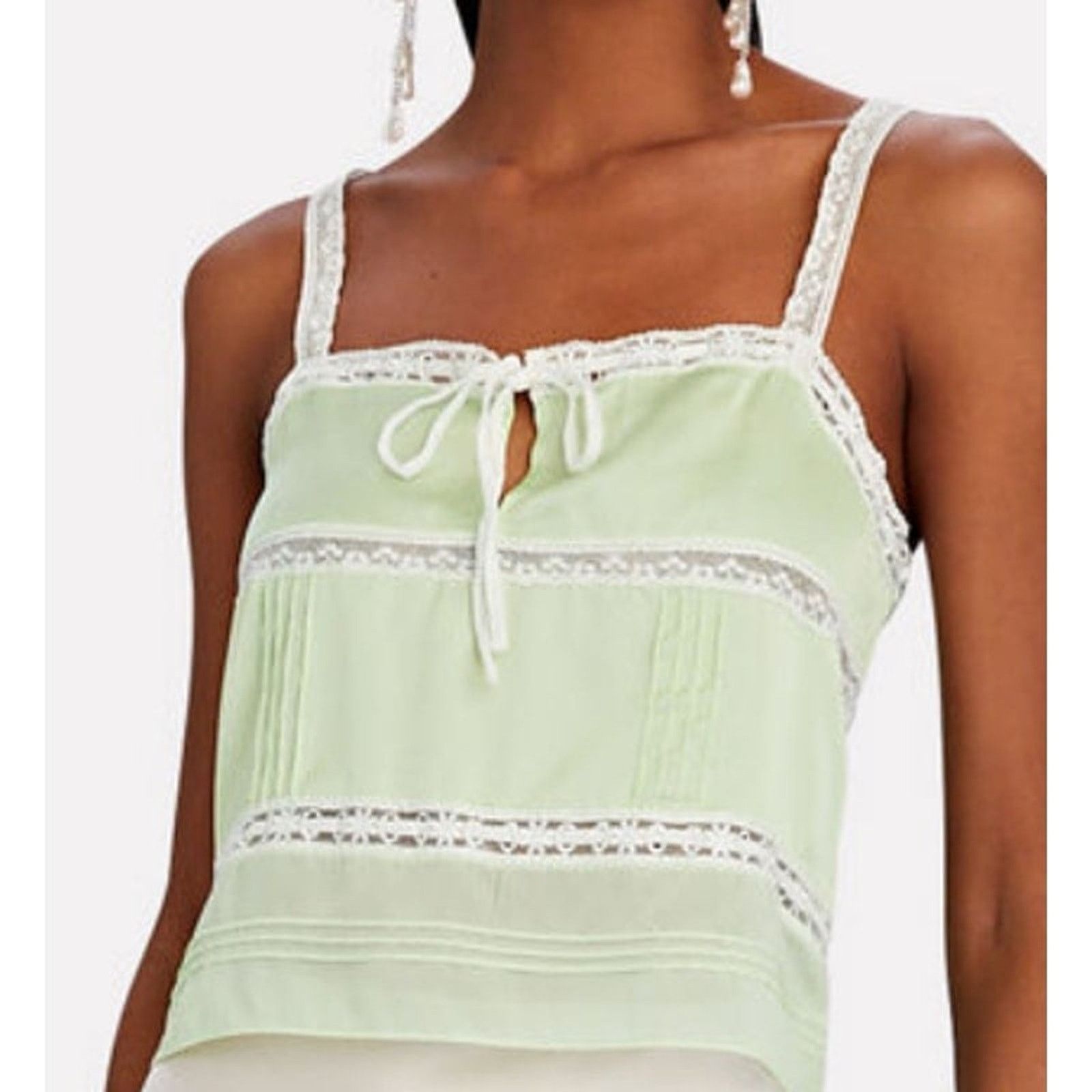 LoveShackFancy LoveShackFancy Sunny Lace Trimmed Pintucked Camisole Size XL / US 12-14 / IT 48-50 - 6 Thumbnail