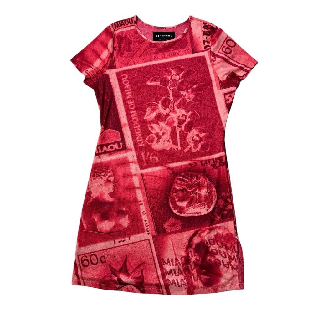 Miaou New Miaou UO Exclusive Billie Stamp Print Mini Coral Dress Size M / US 6-8 / IT 42-44 - 6 Thumbnail