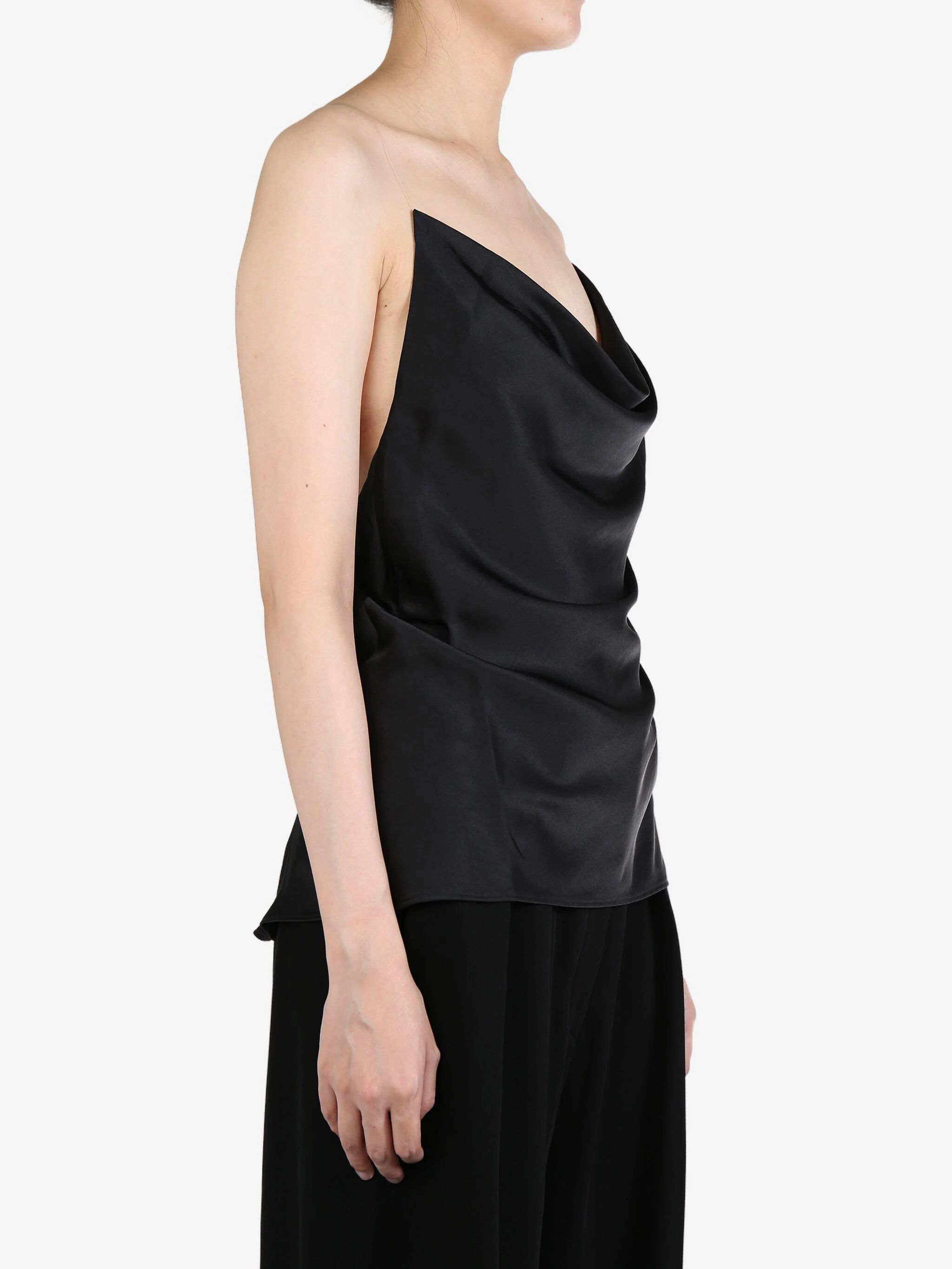 Y/Project o1s22i1n0924 Satin Draped Neckline Mini Dress in Black Size XS / US 0-2 / IT 36-38 - 2 Thumbnail