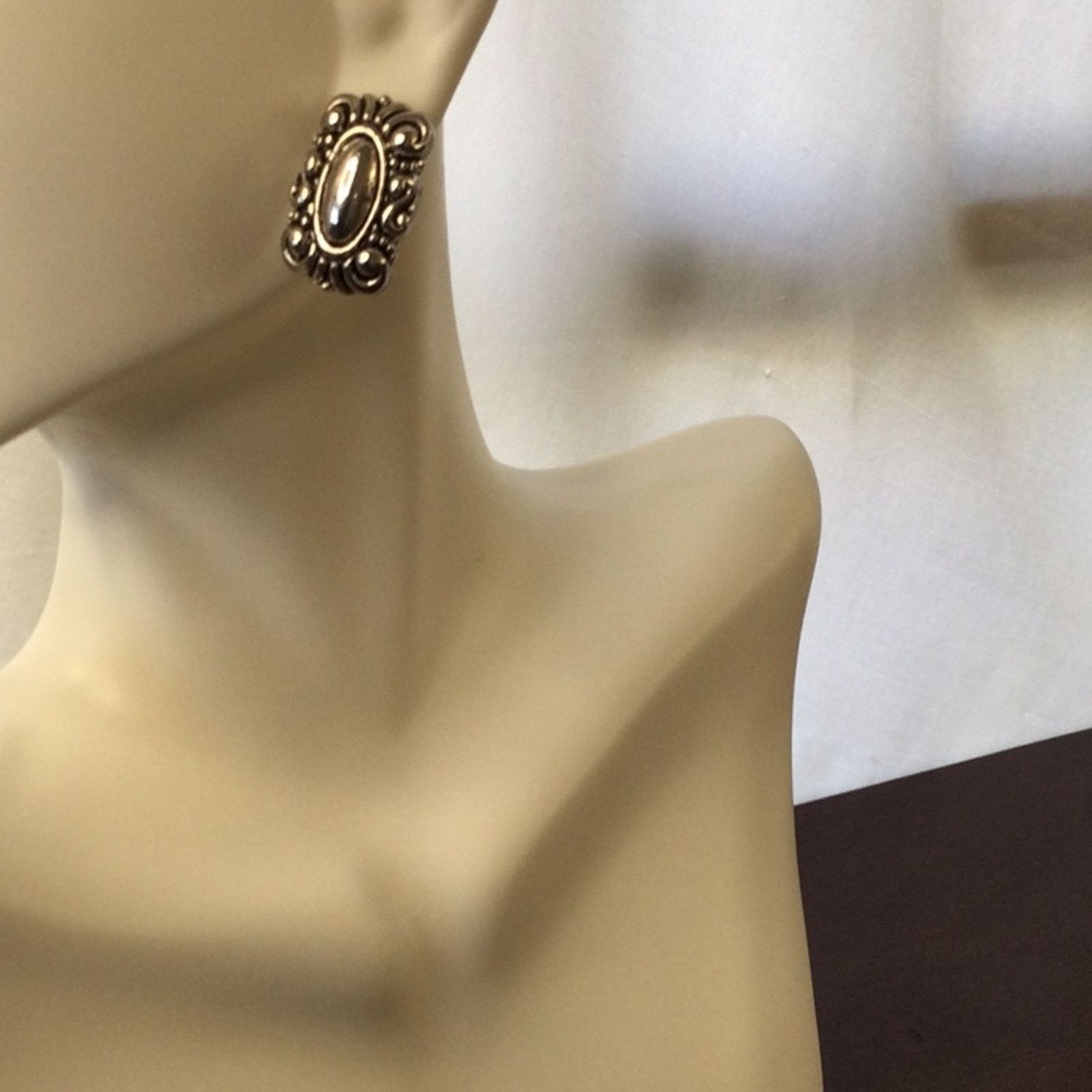 Other Vintage 1980's Silver Tone Art Deco Post Back Earrings Size ONE SIZE - 2 Thumbnail