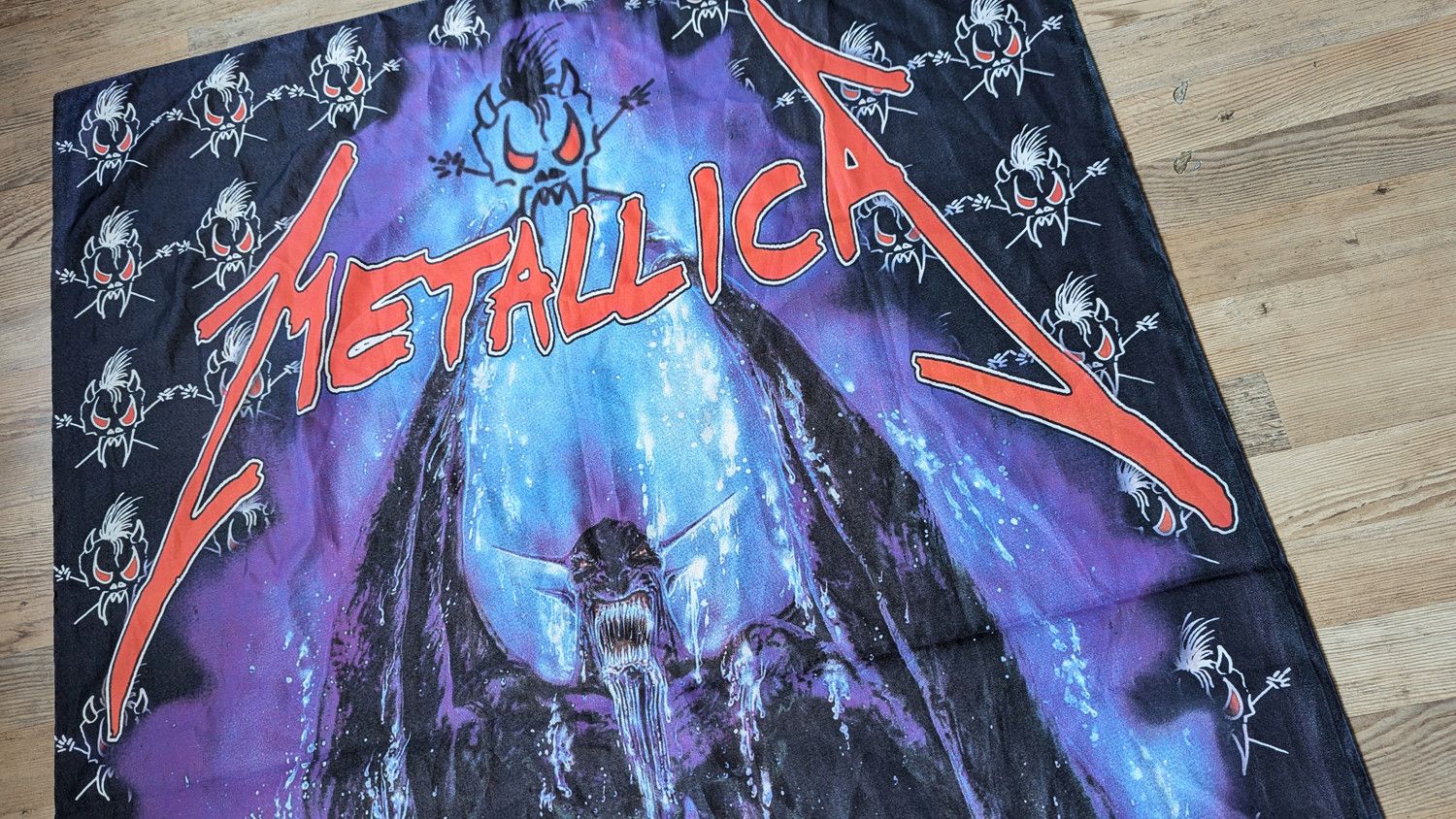 Band Tees Metallica Rare 90s Vintage Flag Wall Banner Textile Poster Size ONE SIZE - 2 Thumbnail