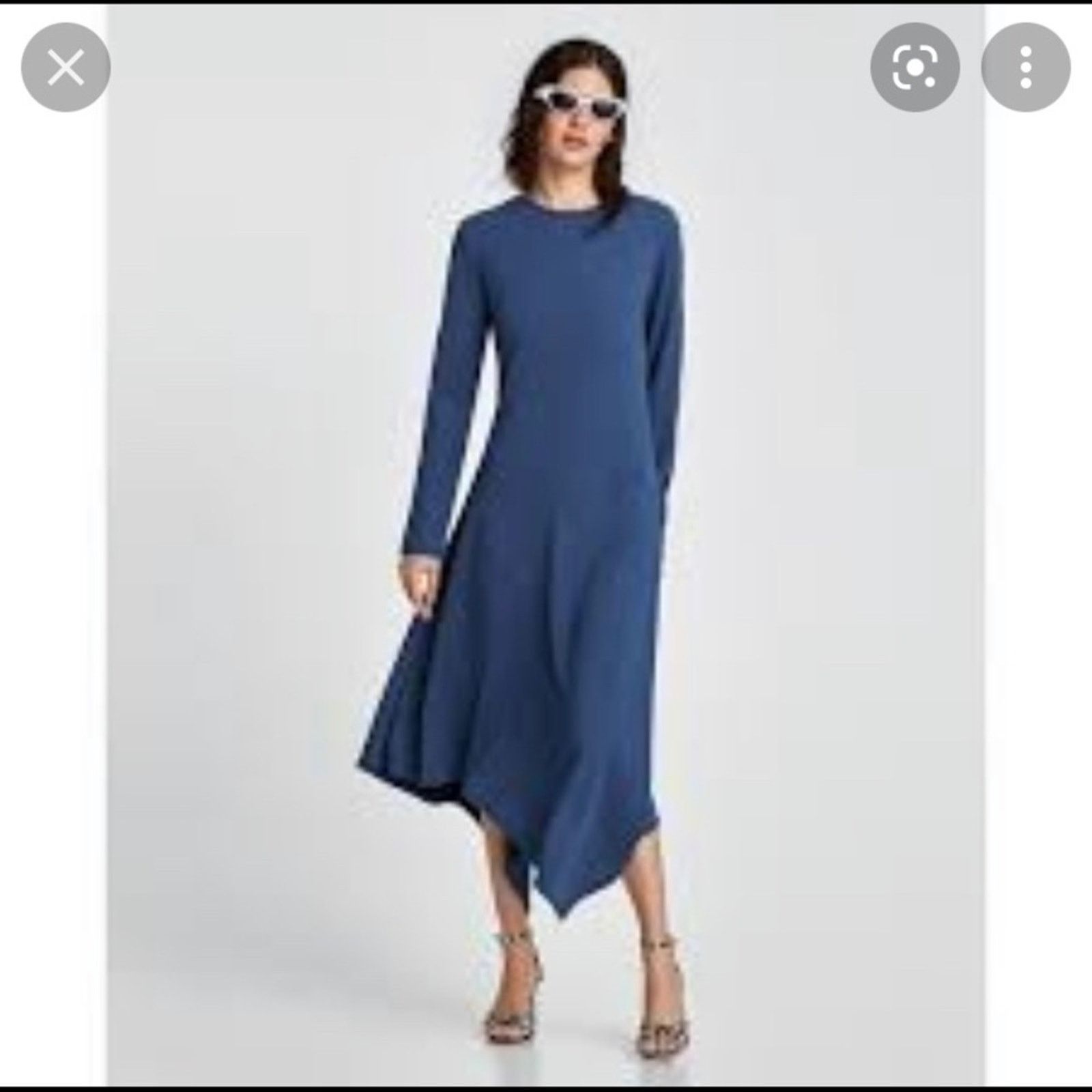 Zara Zara Blue Textured Asymmetrical Midi Dress - Size Small Size S / US 4 / IT 40 - 4 Thumbnail