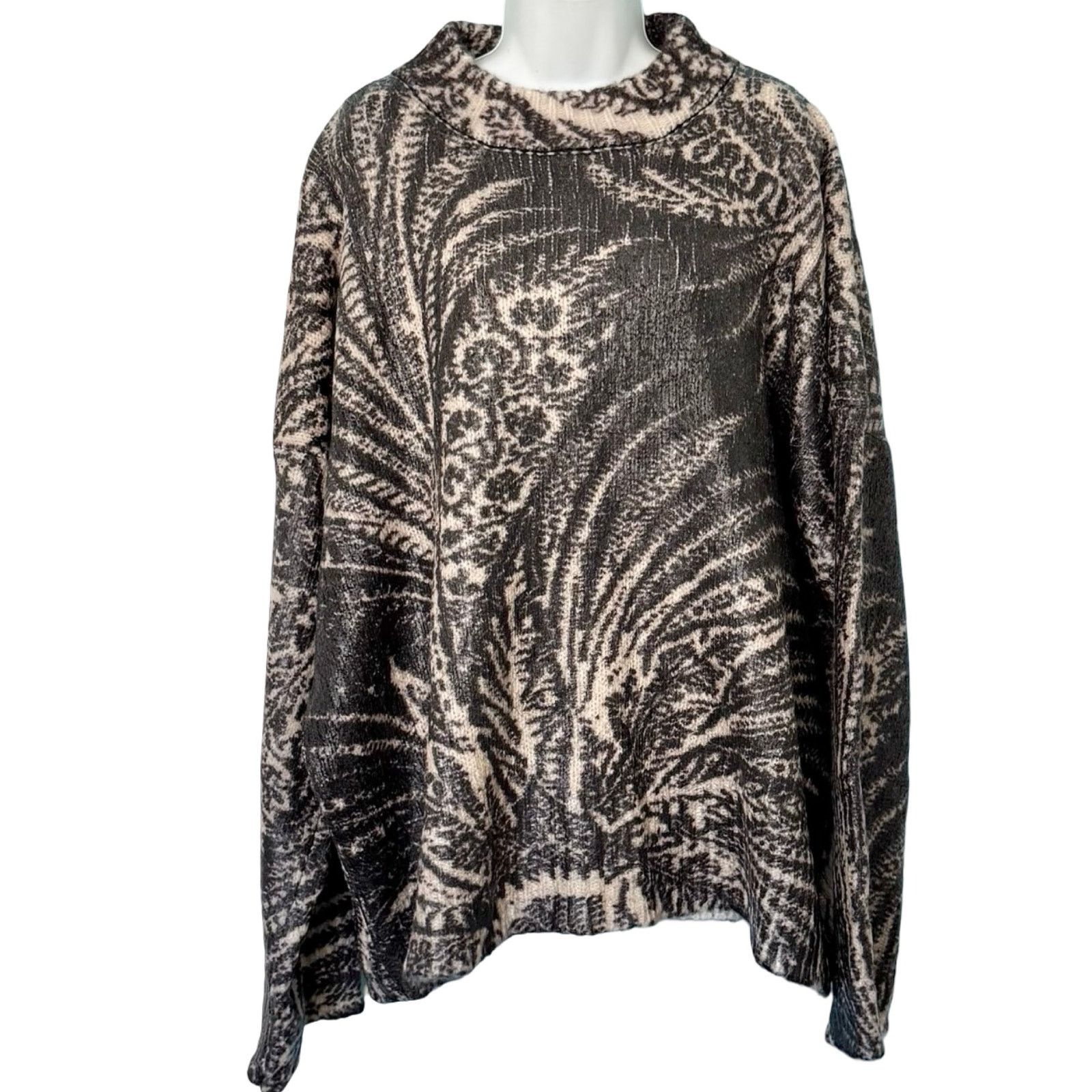 Etro Etro Brown Cream Foliage Oversize Coated Wool Sweater 40 / M Size M / US 6-8 / IT 42-44 - 1 Thumbnail
