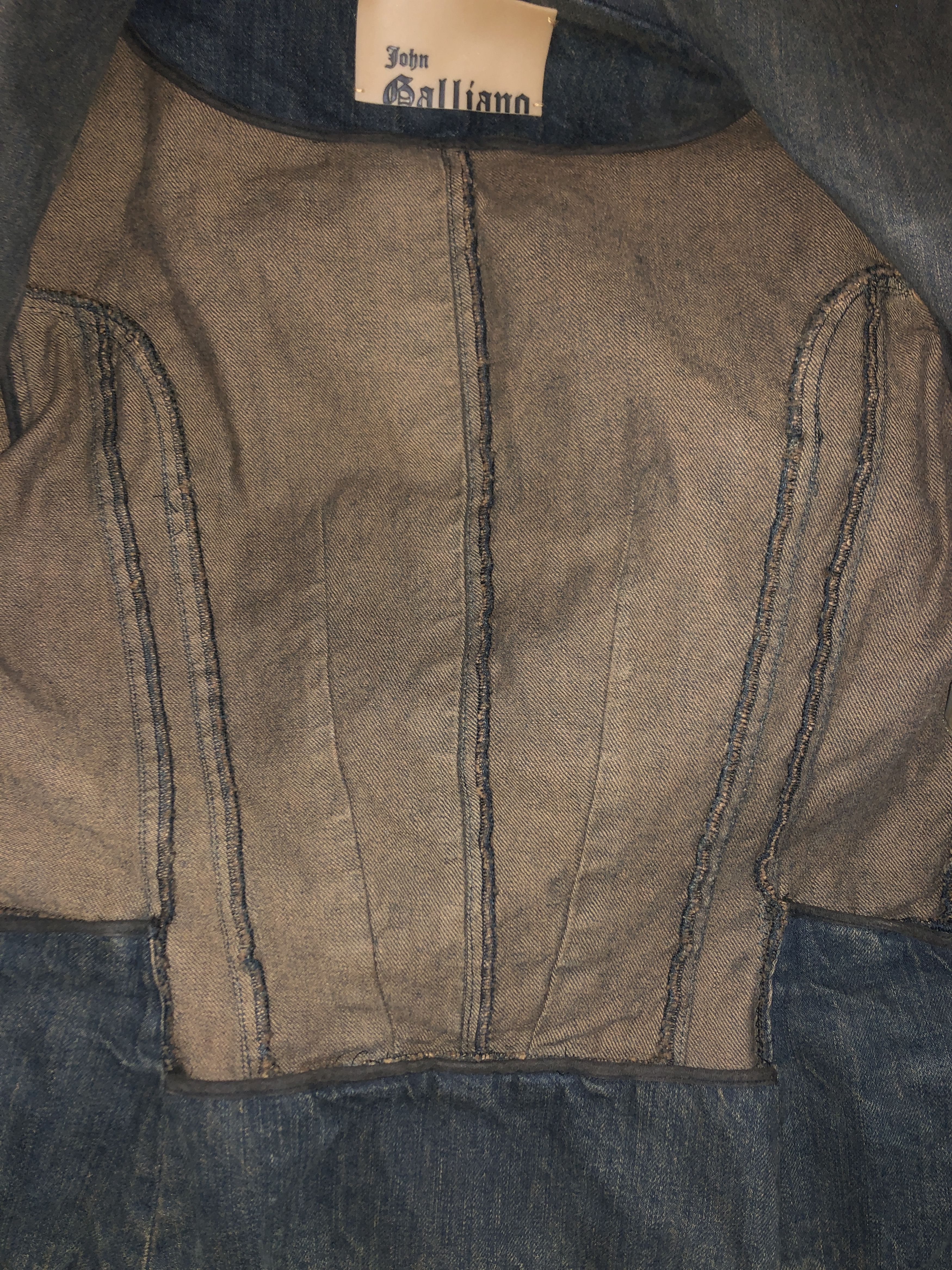 John Galliano Piratesque Asymmetric Denim Jacket Size L / US 10 / IT 46 - 5 Thumbnail