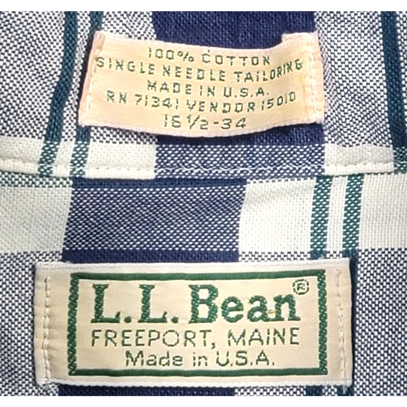 Vintage VINTAGE L.L. Bean Shirt Mens 18.5 34 Plaid Blue White Button-Up Oxford USA Made Size US XXL / EU 58 / 5 - 7 Thumbnail