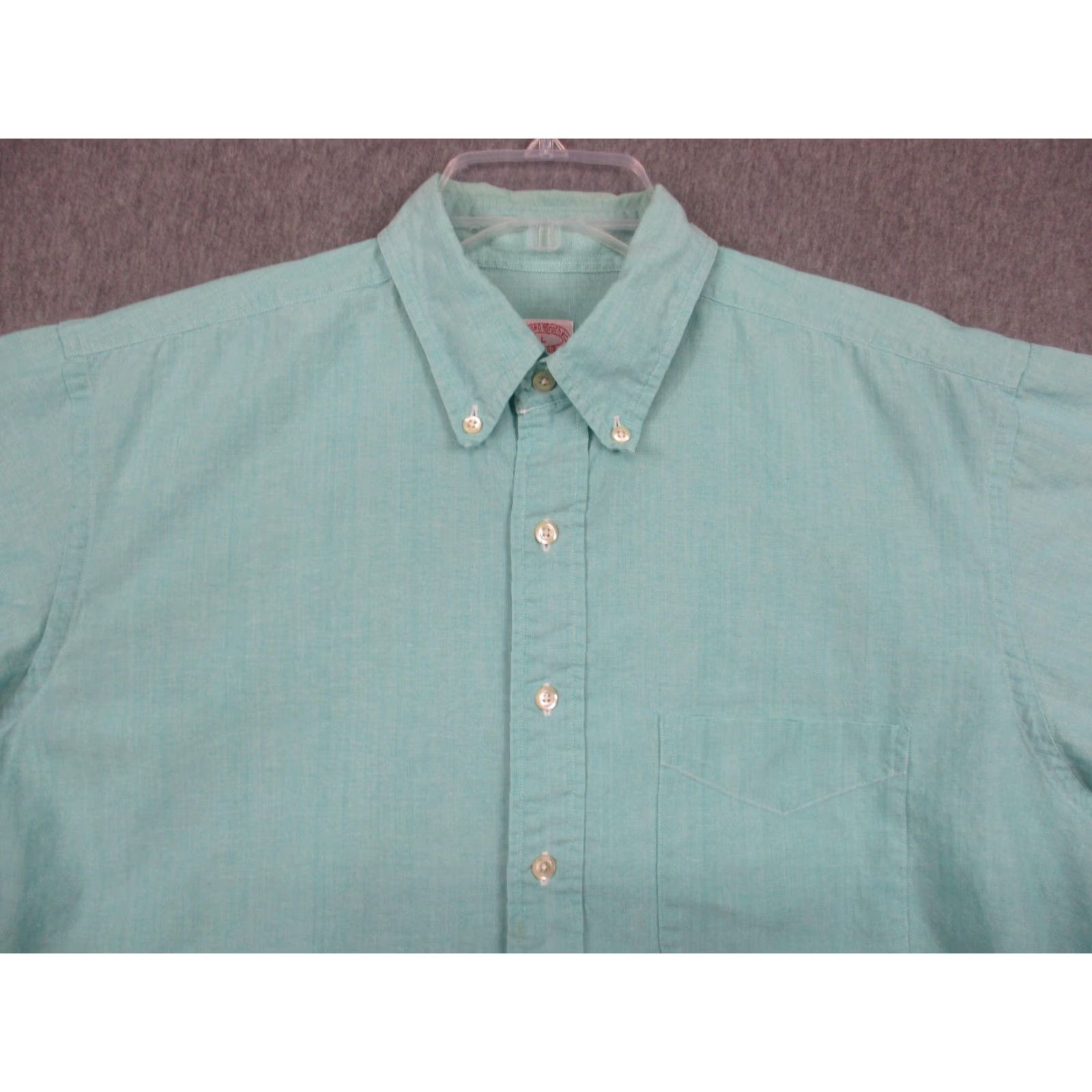 Brooks Brothers Brooks Brothers Shirt Mens Large Green Button Down Short Sleeve Cotton Summer Size US L / EU 52-54 / 3 - 2 Thumbnail