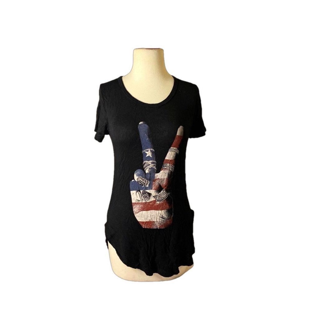 Other Vintage Grunge Americana Flag Peace Sign Graphic Tee Black M Size M / US 6-8 / IT 42-44 - 2 Thumbnail