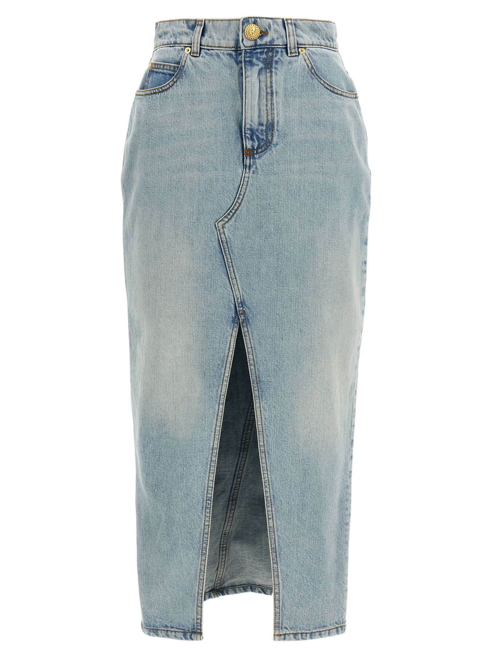 Balmain Denim Midi Skirt Size 26" / US 2 / IT 38 - 1 Thumbnail