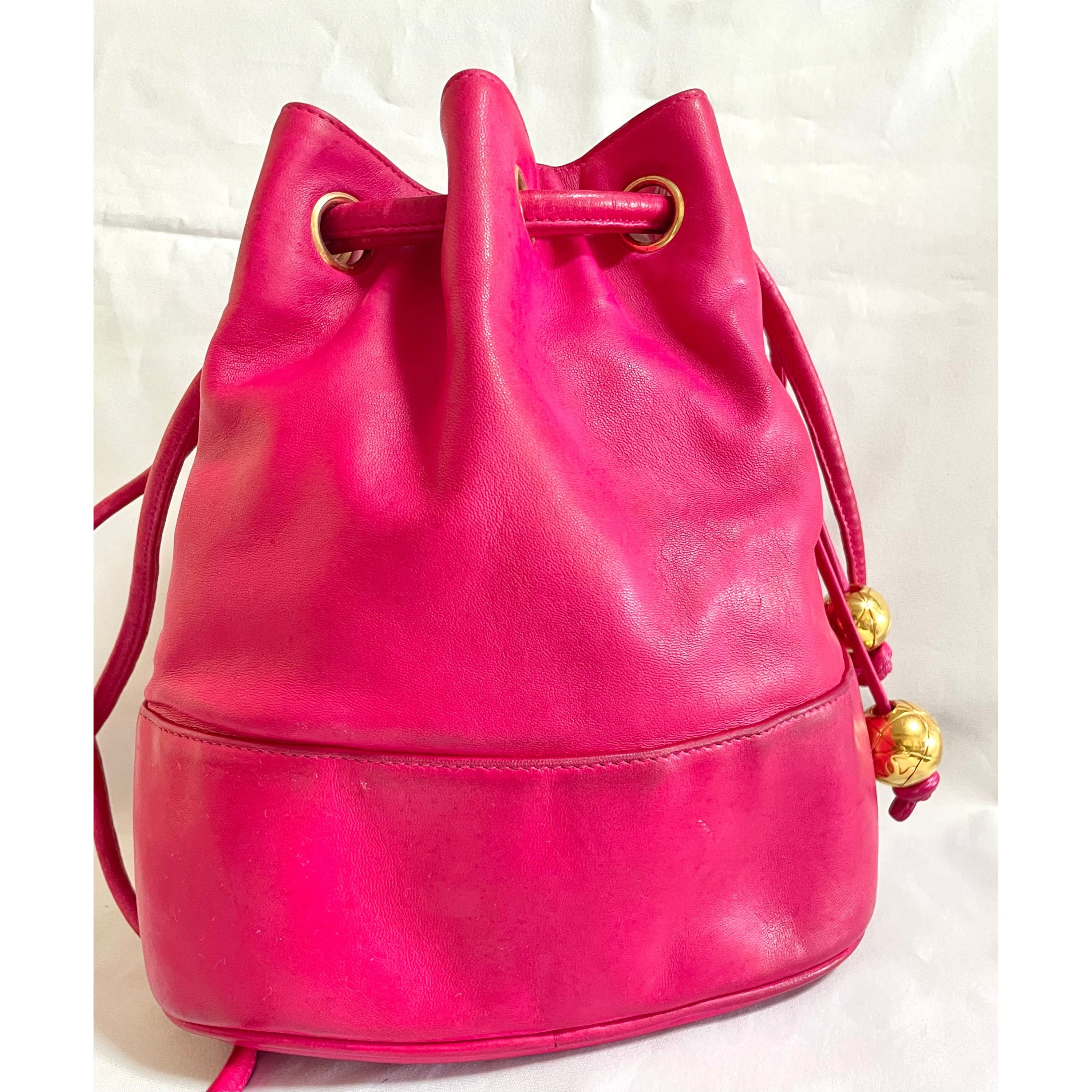 Chanel Vintage CHANEL fusia pink lambskin hobo bucket shoulder bag Size ONE SIZE - 6 Thumbnail