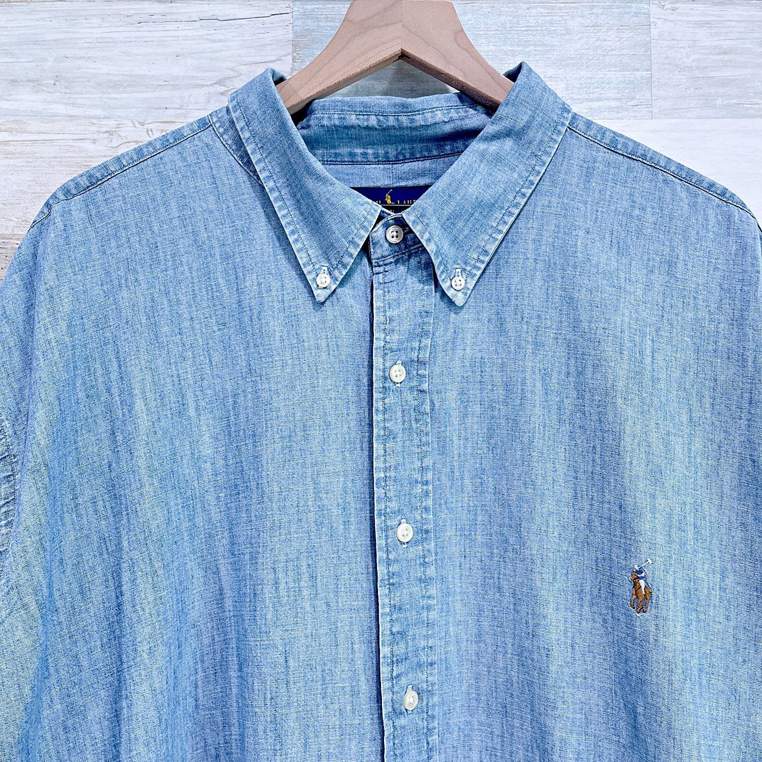 Ralph Lauren Ralph Lauren Indigo Chambray Shirt Blue Mens 3XLT XXXL Tall Size US XXL / EU 58 / 5 - 2 Thumbnail