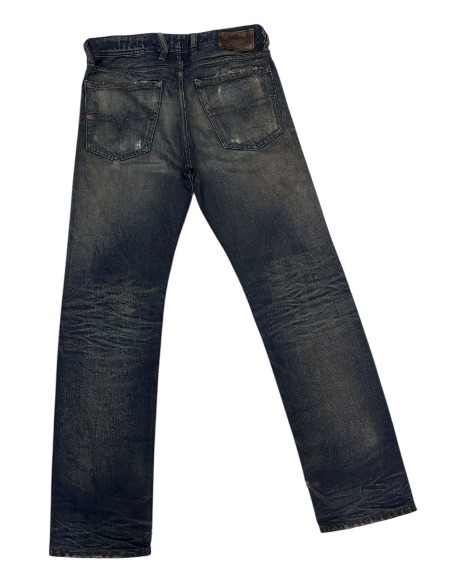 Diesel × Le Grande Bleu (L.G.B.) Vintage Diesel Waxed Distress Denim Jeans Regular Straight Size US 29 - 4 Thumbnail