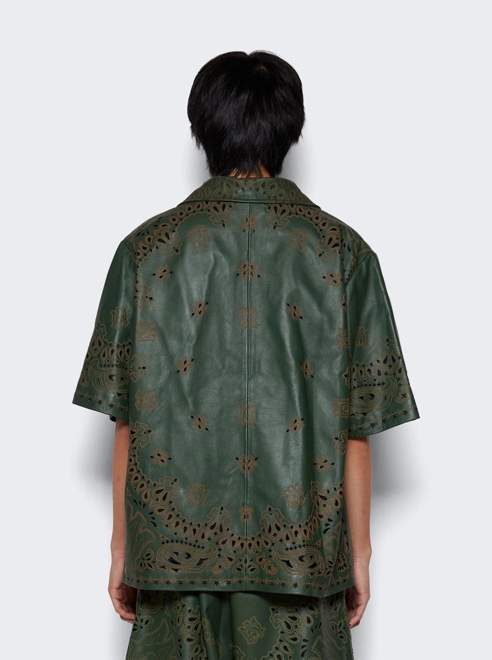 Amiri o1mle0426 Leather Bandana Short Sleeve Button Shirt Size US M / EU 48-50 / 2 - 5 Thumbnail