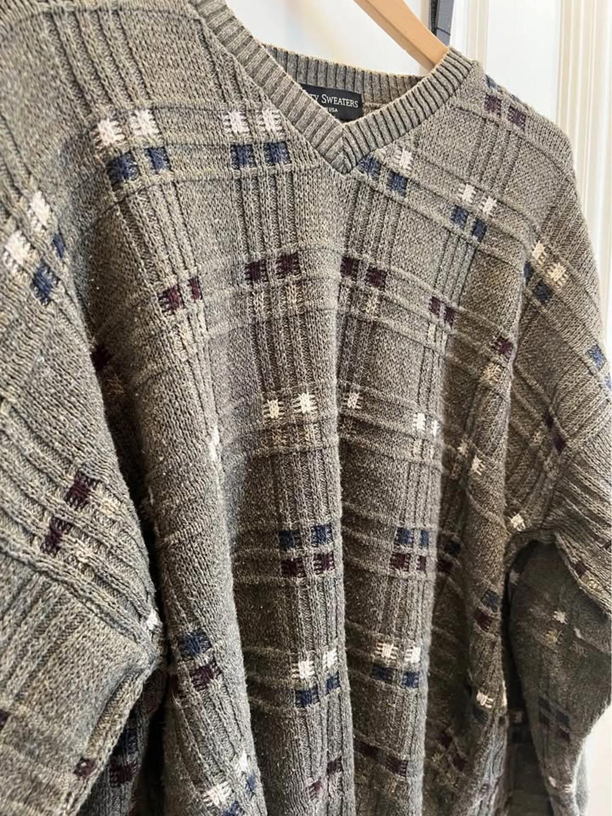 Designer Vintage Liberty Sweaters USA Knit Green Plaid Pullover (L) Size US L / EU 52-54 / 3 - 3 Thumbnail