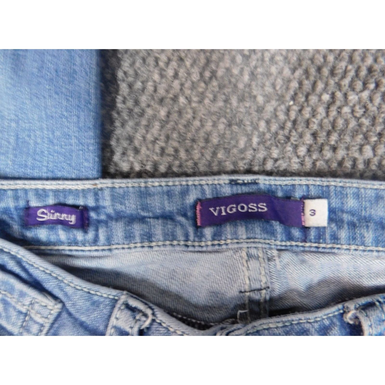 Vintage VIGOSS Skinny Jeans Womens 3 blue Denim Crop Pockets Zipper Size 26" / US 2 / IT 38 - 4 Thumbnail