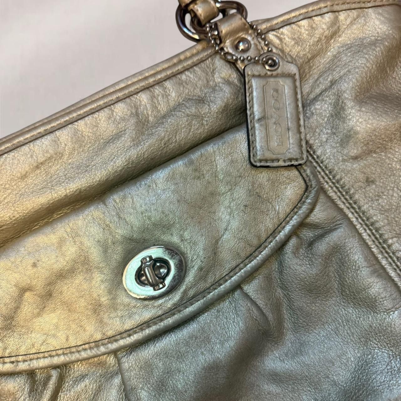 Coach Vintage Metallic Coach Leather Bag Y2K Authentic Size ONE SIZE - 3 Thumbnail