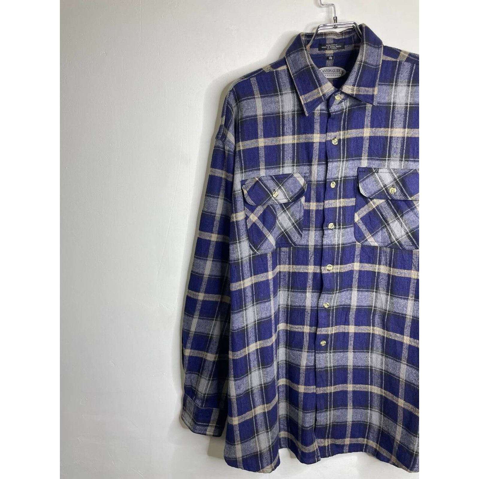 Flannel Vintage Canyon Guide Flannel Shirt Blue Gray Plaid Cotton XL Size US XL / EU 56 / 4 - 3 Thumbnail