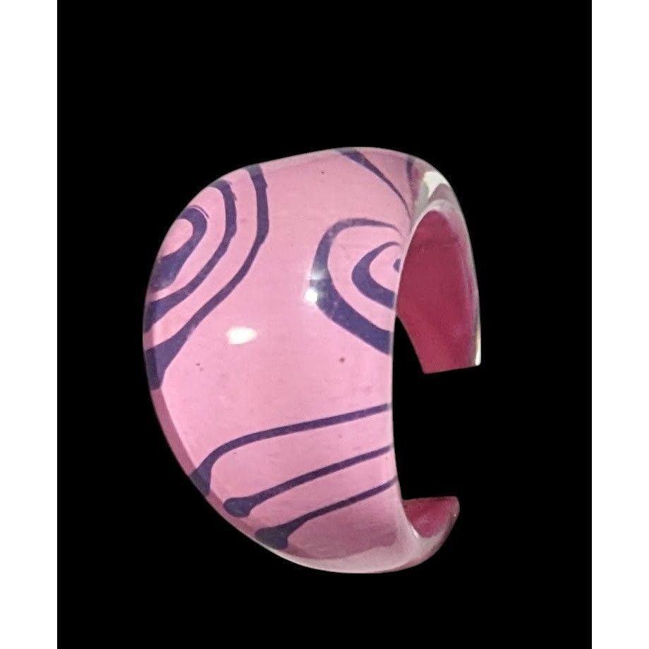 Other Bubblegum Pink And Purple Abstract Swirl Retro Chunky Ring S Size ONE SIZE - 1 Thumbnail