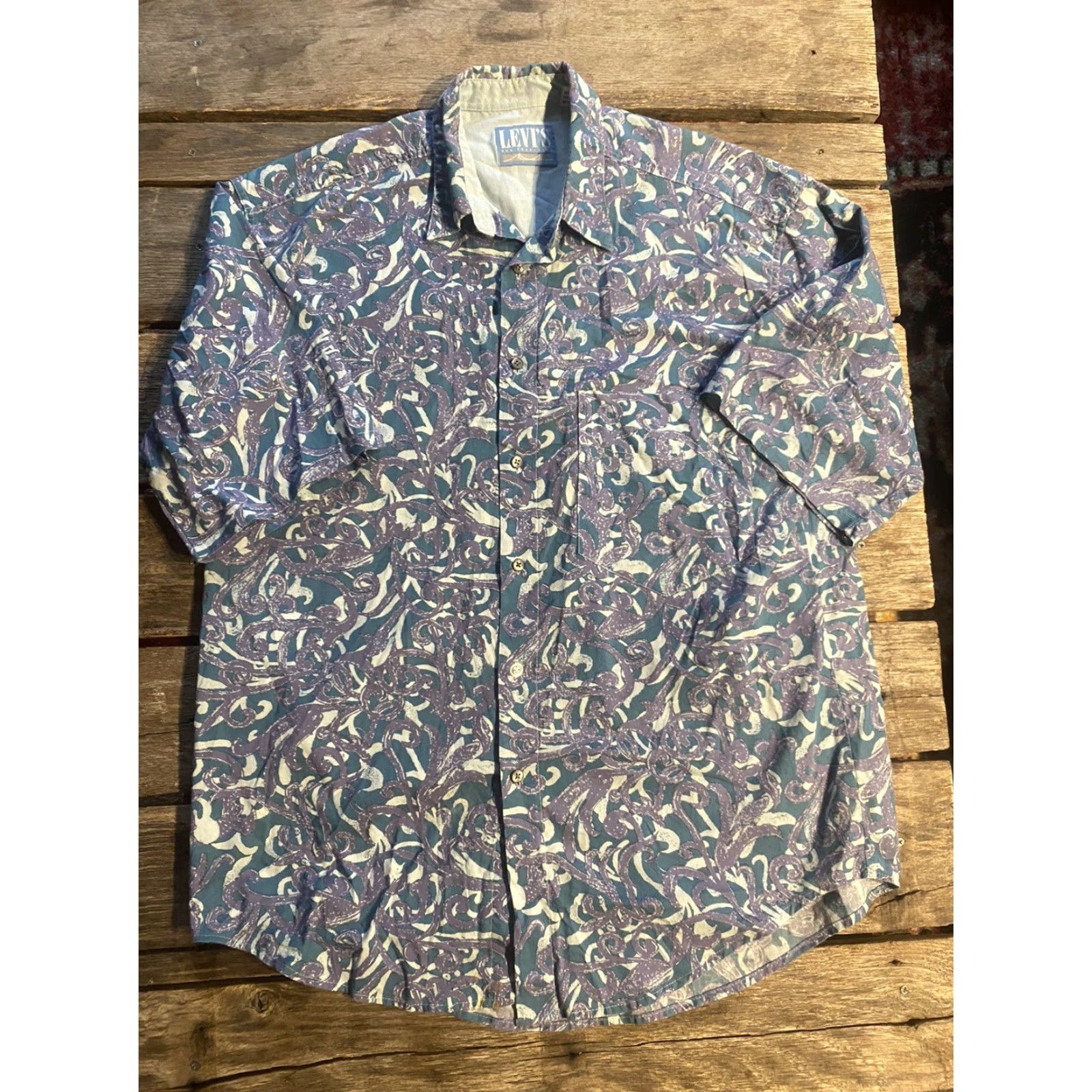 Levi's VINTAGE Levi's Hawaiian Short Sleeve Shirt Mens M Blue Size US M / EU 48-50 / 2 - 2 Thumbnail