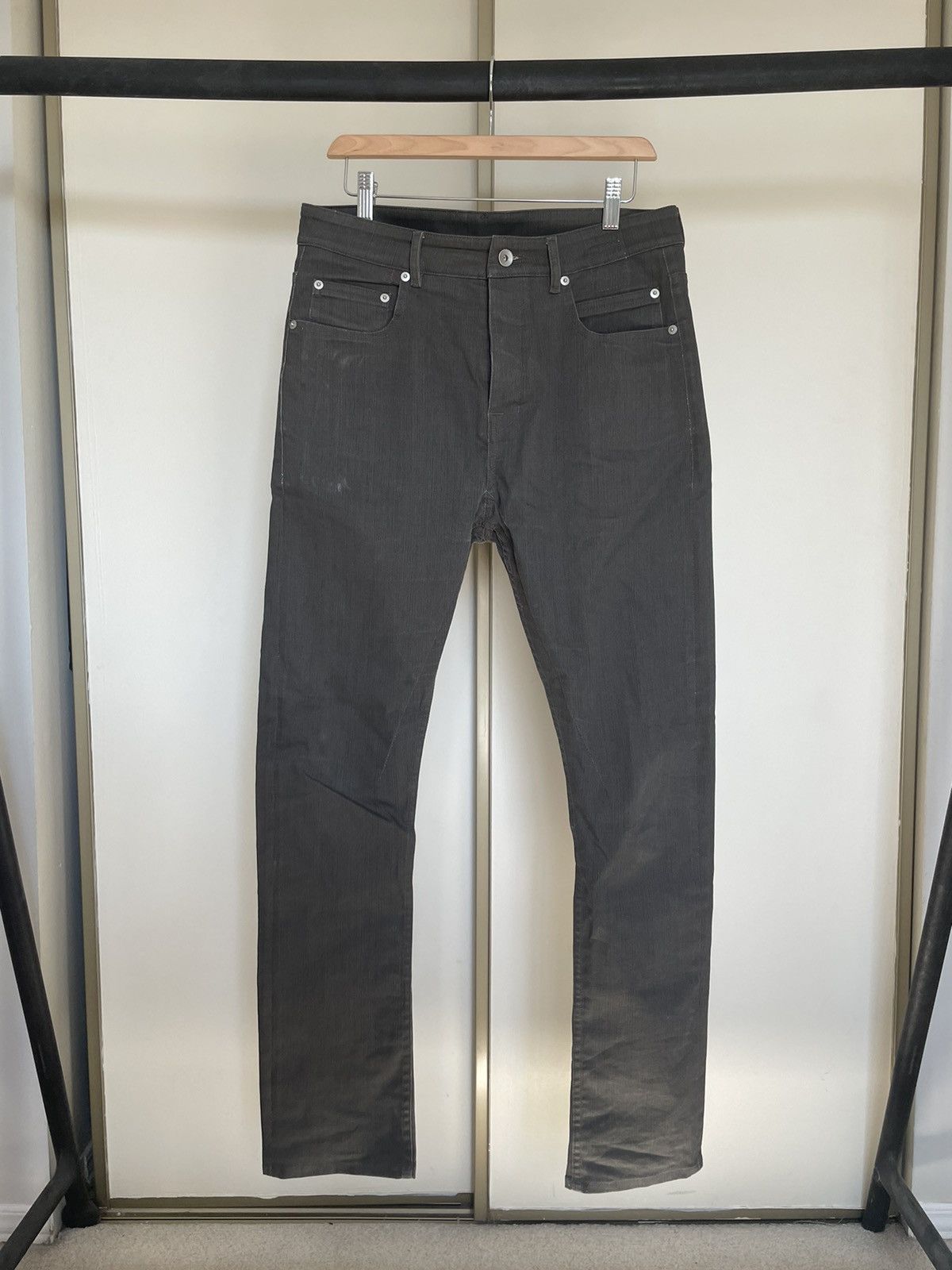 image of Rick Owens x Rick Owens Drkshdw Dark Dust Detroit Cuts in Grey, Men's (Size 30)