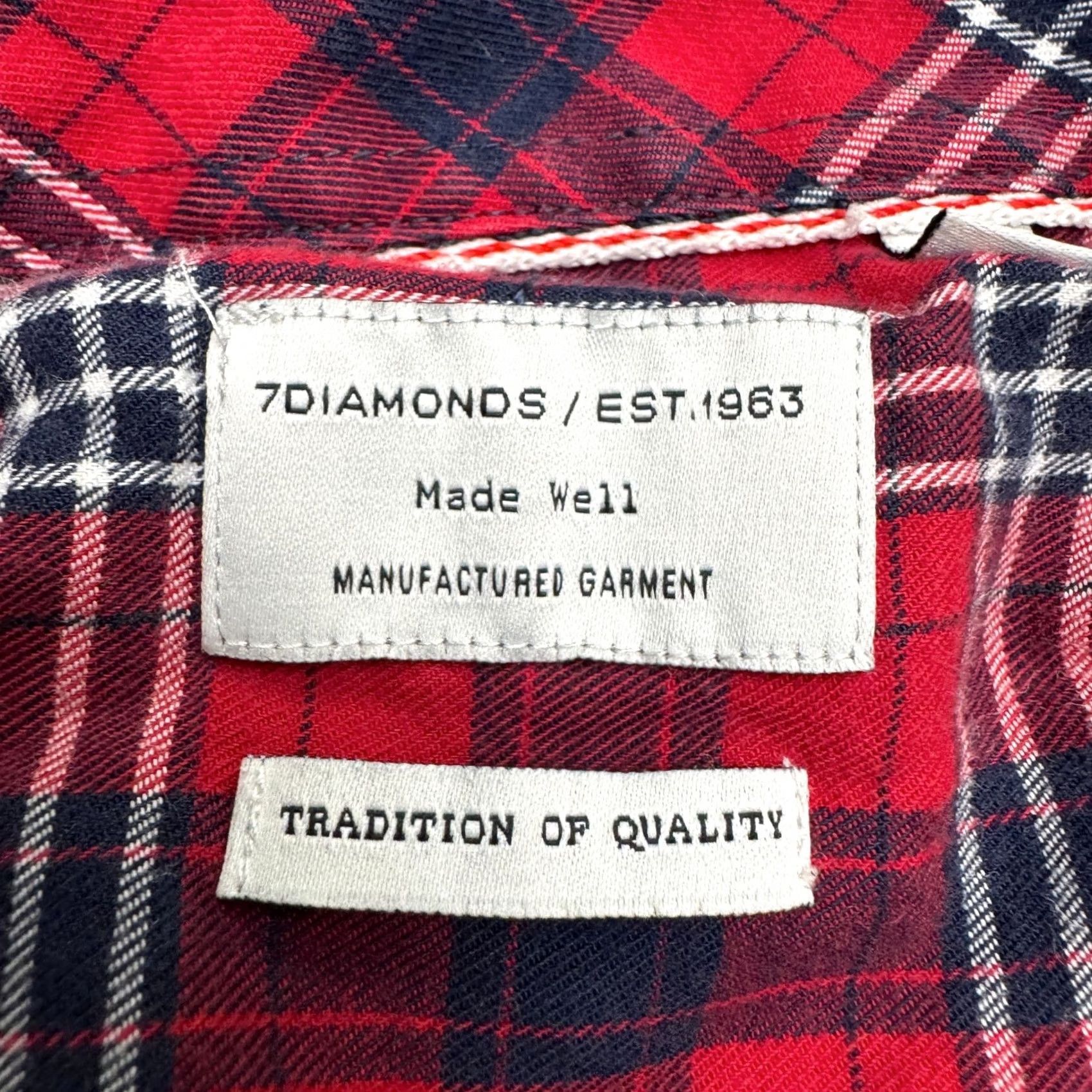 Vintage 7 Diamonds Button-Up Shirt Mens Medium Chambray Plaid Blue Red Casual Short Sleeve Casual Shirt Mens Regular Fit Size US M / EU 48-50 / 2 - 6 Thumbnail