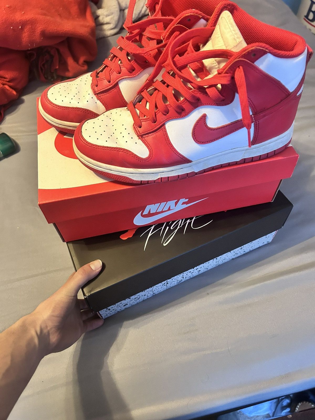 Nike × Vintage Nike Dunk Hi Championship Red Size US 8.5 / EU 41-42 - 3 Thumbnail
