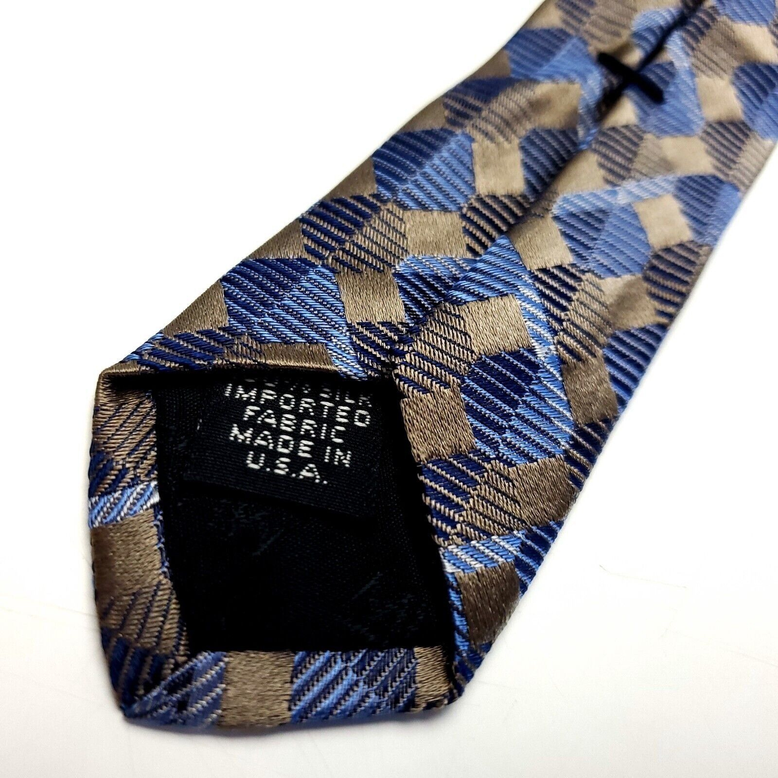 Murano Murano Brown Blue Silk Tie Woven Short Wide Check Size ONE SIZE - 5 Thumbnail