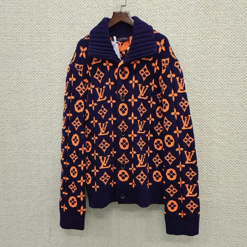 Louis Vuitton Louis Vuitton Blue Orange Full Print Cardigan sweater Size US XL / EU 56 / 4 - 1 Thumbnail