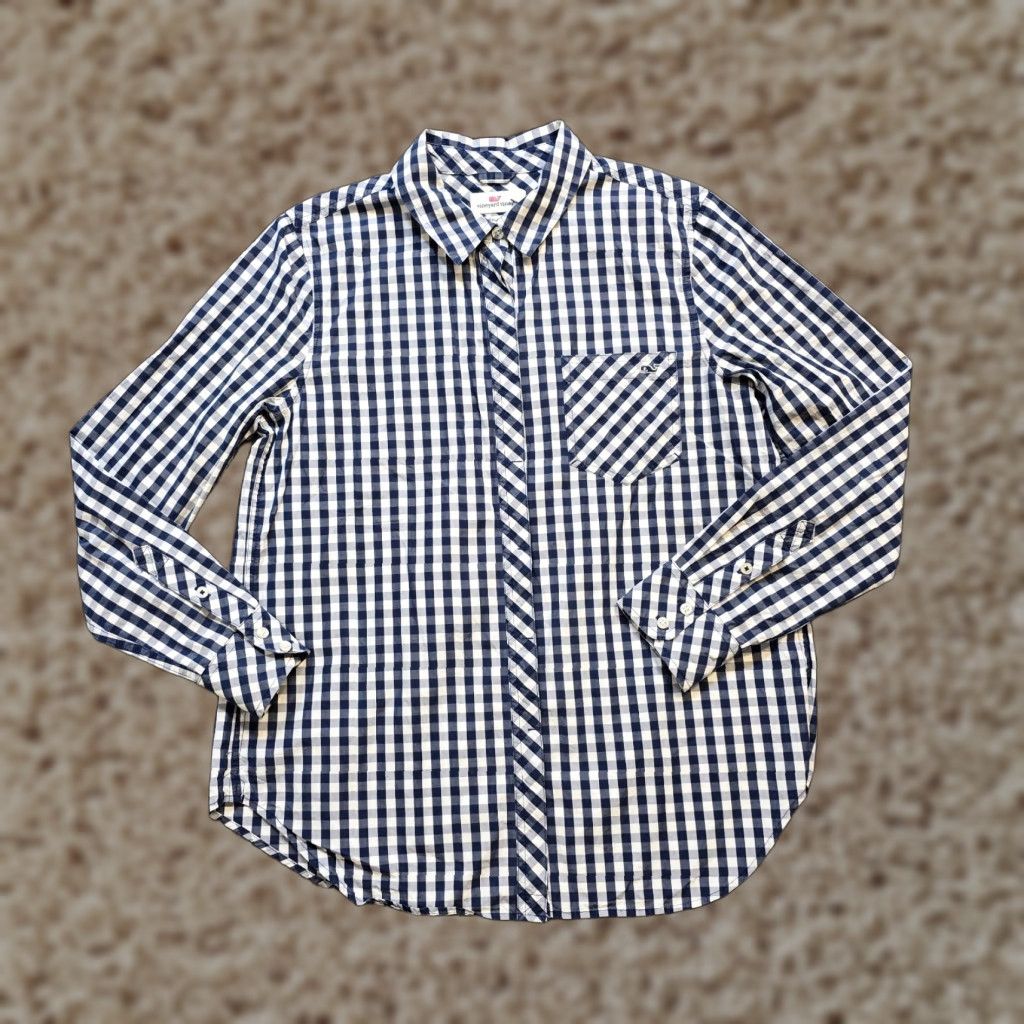 Vineyard Vines Vineyard Vines Blouse Womens Size 8 Blue Gingham Plaid Button Collared Long Sleeve Classic Preppy Career Shirt Women Size M / US 6-8 / IT 42-44 - 1 Thumbnail