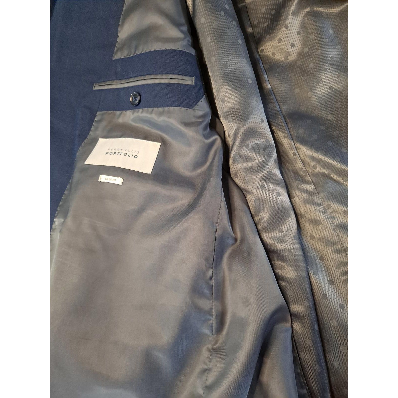 Perry Ellis Perry Ellis Portfolio Slim Fit Blue Suit Jacket Size 46R Size 46R - 8 Thumbnail