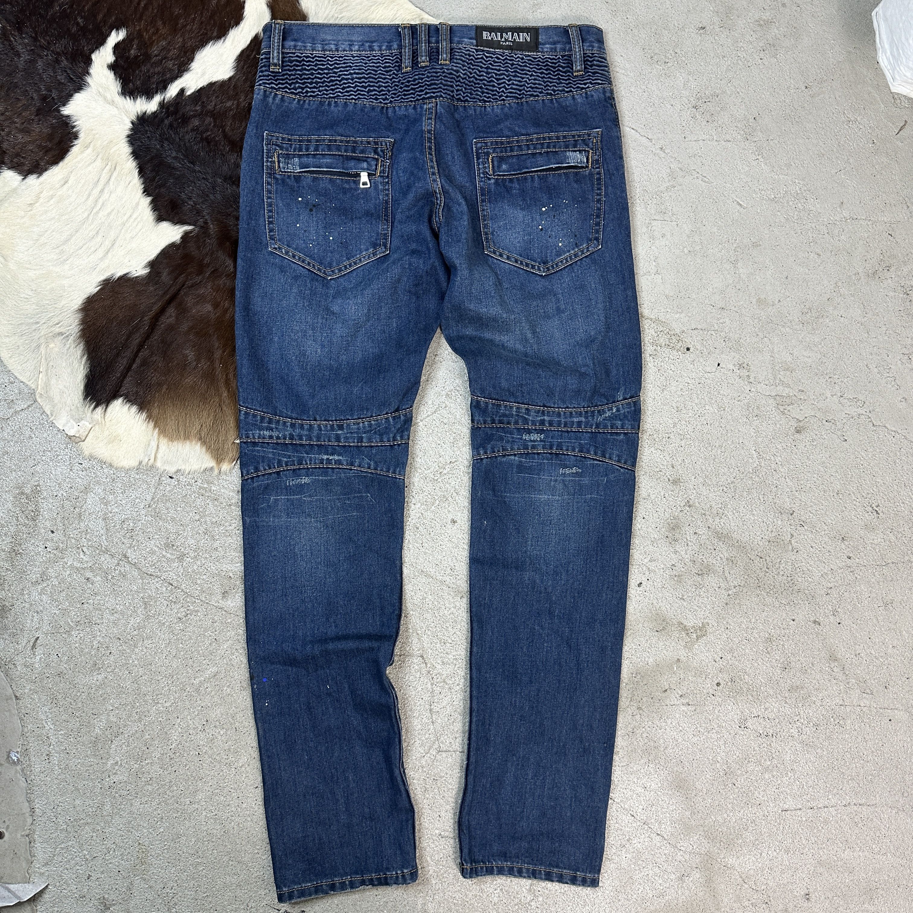 Vintage Balmain Biker Denim Jeans Size US 33 - 2 Thumbnail