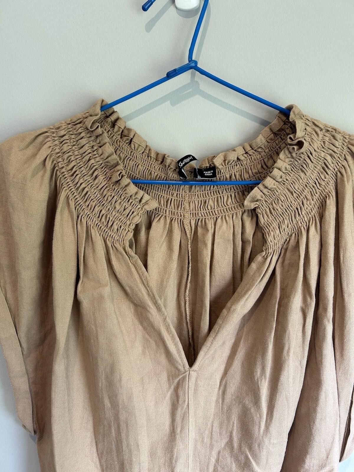 Designer Sportsgirl Playsuit Linen W/Belt Brown - Size 4 (003) Size 25" / US 0 / IT 36 - 6 Thumbnail