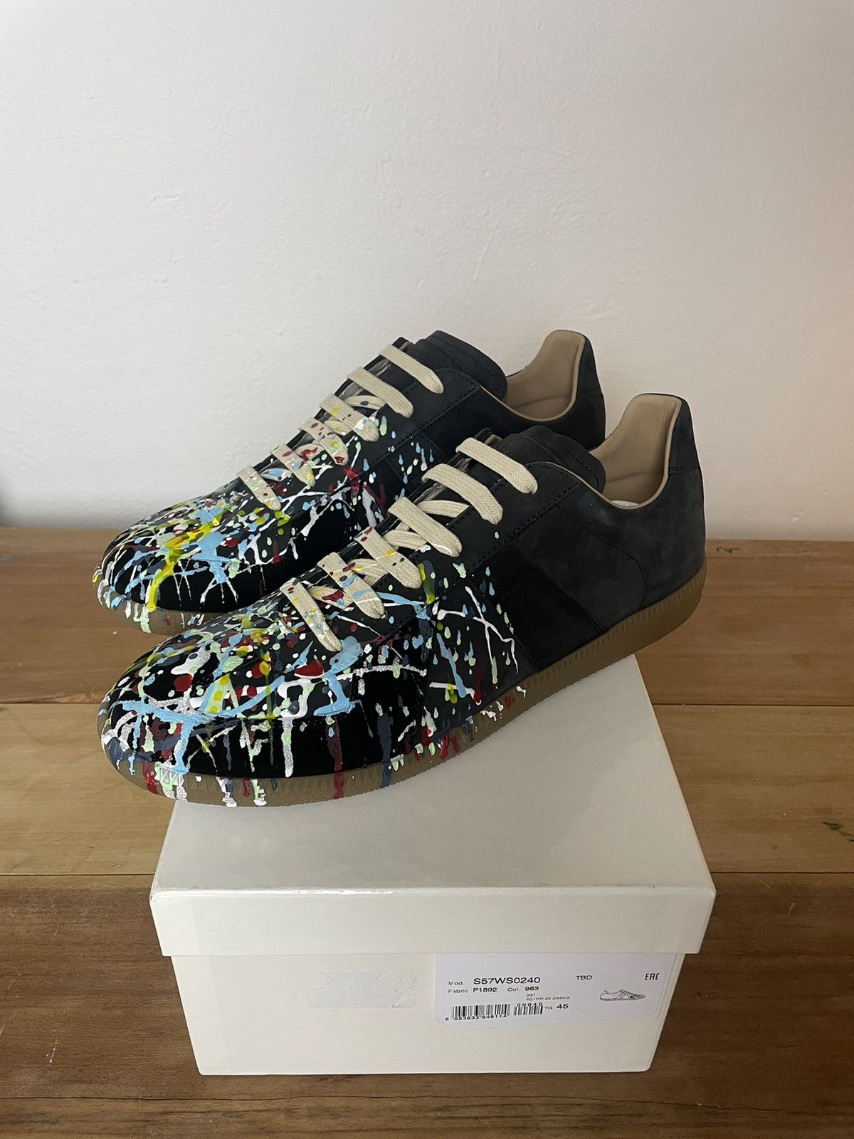 Maison Margiela Replica GAT Sneakers Paint Splatter Black 45