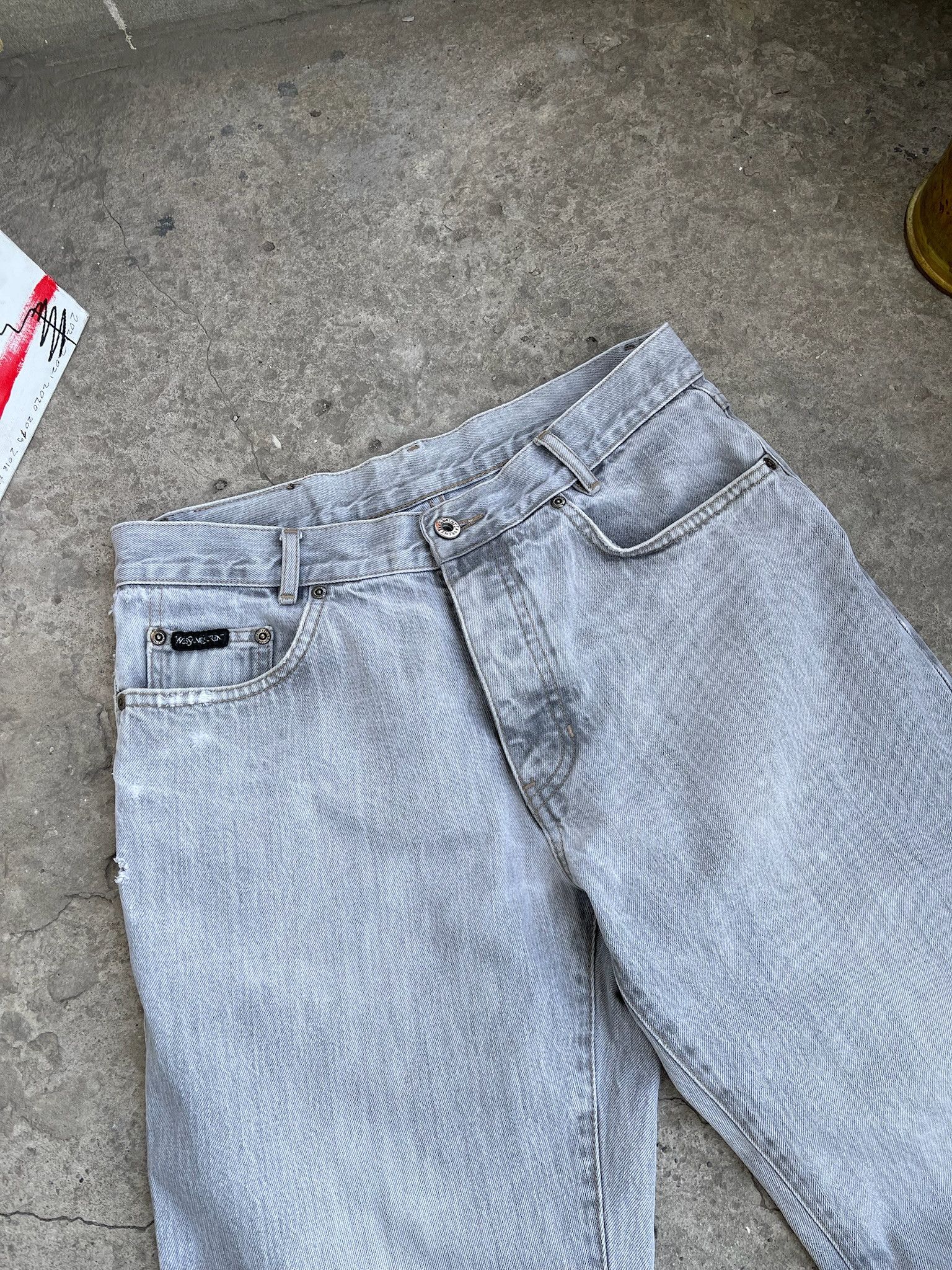Vintage YSL Jeans Black logo Denim Pants Size US 30 / EU 46 - 5 Thumbnail
