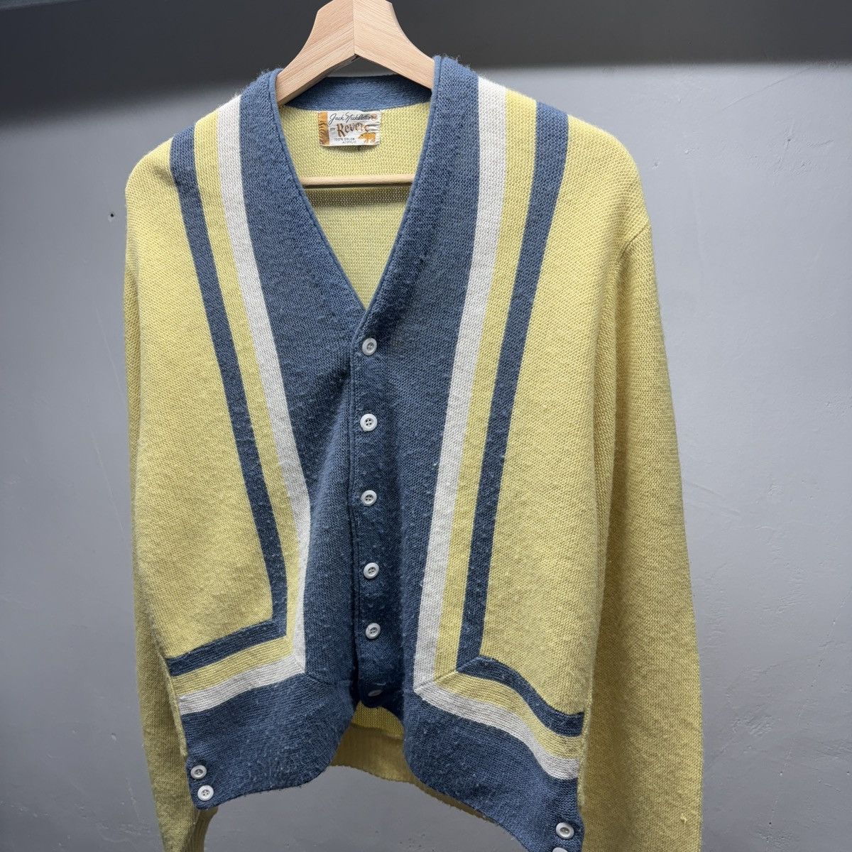 Vintage 70s Faded Vertical Striped Cardigan Sweater ERD Grunge Size US M / EU 48-50 / 2 - 9 Thumbnail