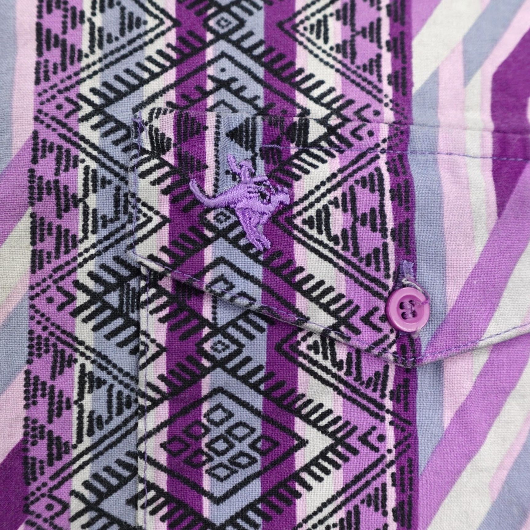 Roper VINTAGE Roper Shirt Mens XL Purple Southwestern Aztec Western Rodeo Geometric Button-Up 1970s 80s Mens Apparel Size US XL / EU 56 / 4 - 3 Thumbnail