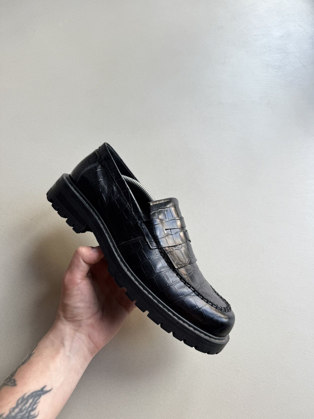 Avant Garde x Samsoe Samsoe Samsoe & Samsoe Derby Croc Leather Shoes Boots Loafers in Black (Size 9)