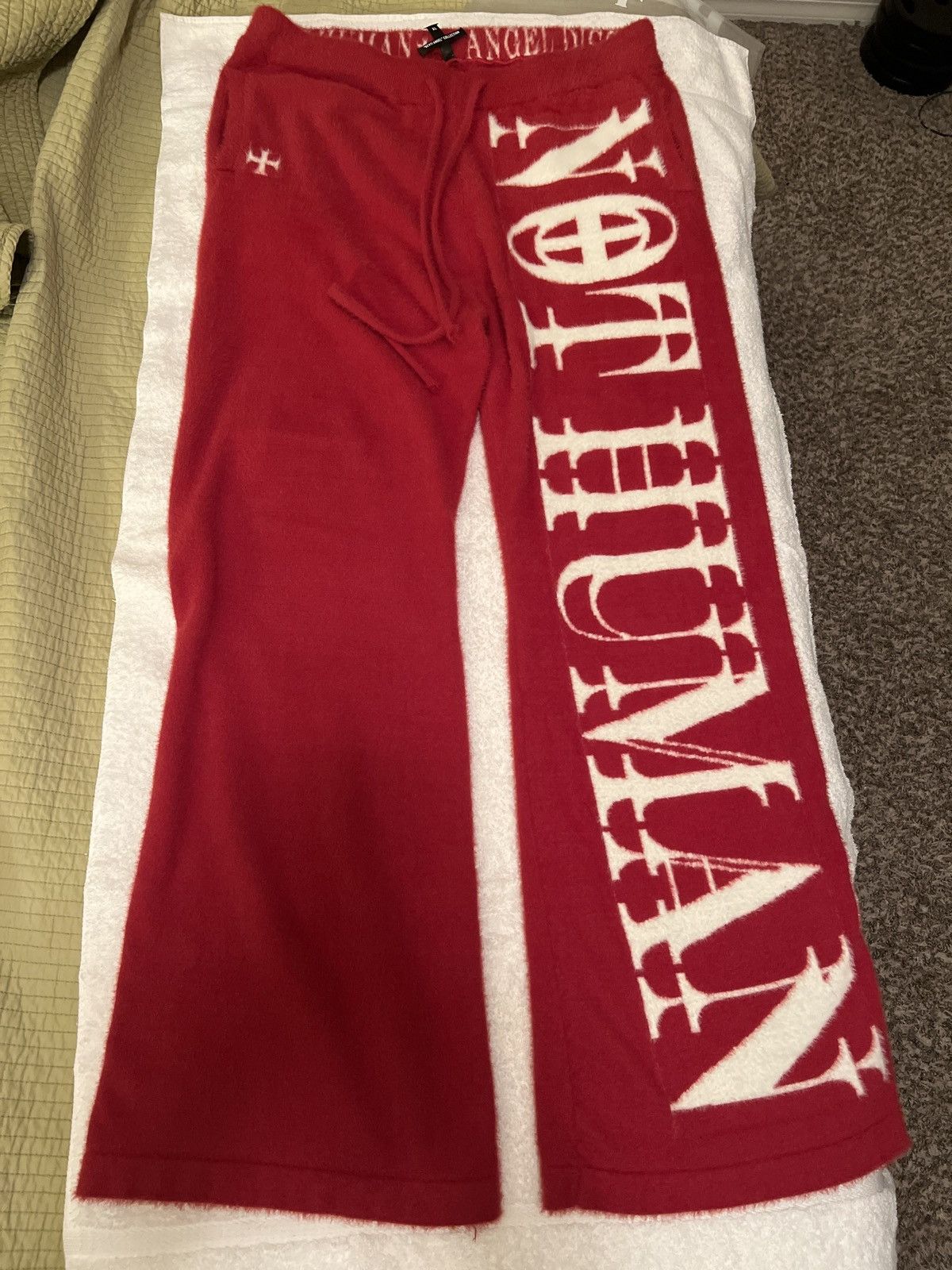 image of Mohair Material Red Sweatpants, Men's (Size 36)