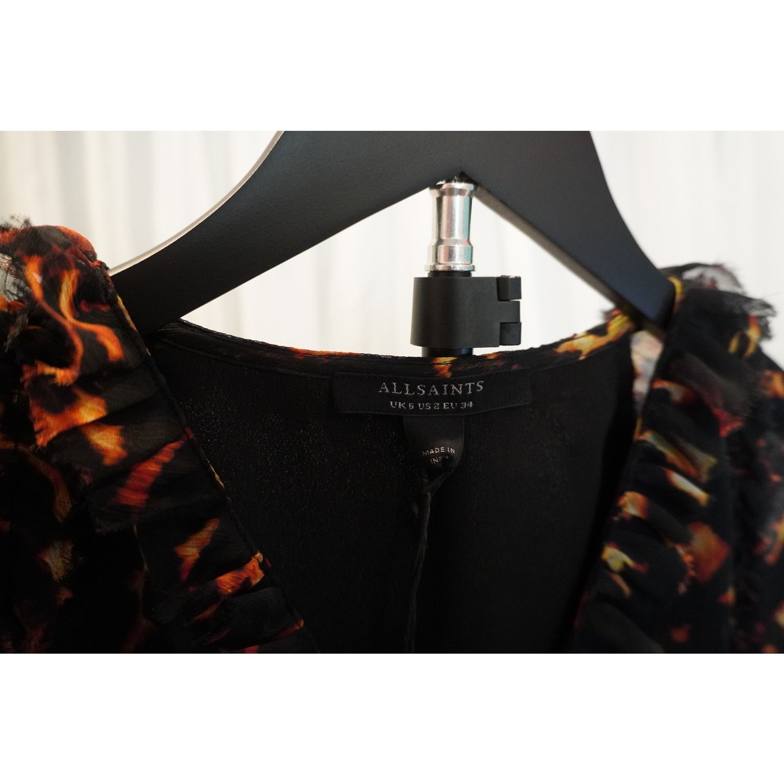 Allsaints AllSaints Flame Tortoiseshell Ruffle Sheer Blouse US 2 Size XS / US 0-2 / IT 36-38 - 3 Thumbnail