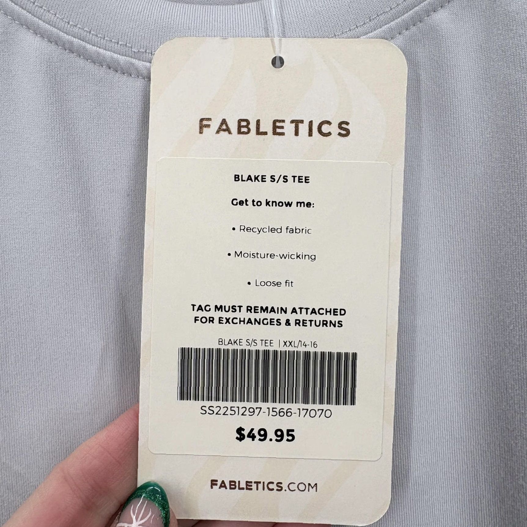 Fabletics Fabletics Mens T-Shirt SS Blake S/S Tee Shirt Gray Moisture Wicking Gym Travel 2XL Crew Neck Short Sleeve Relaxed Fit Size US XXL / EU 58 / 5 - 4 Thumbnail