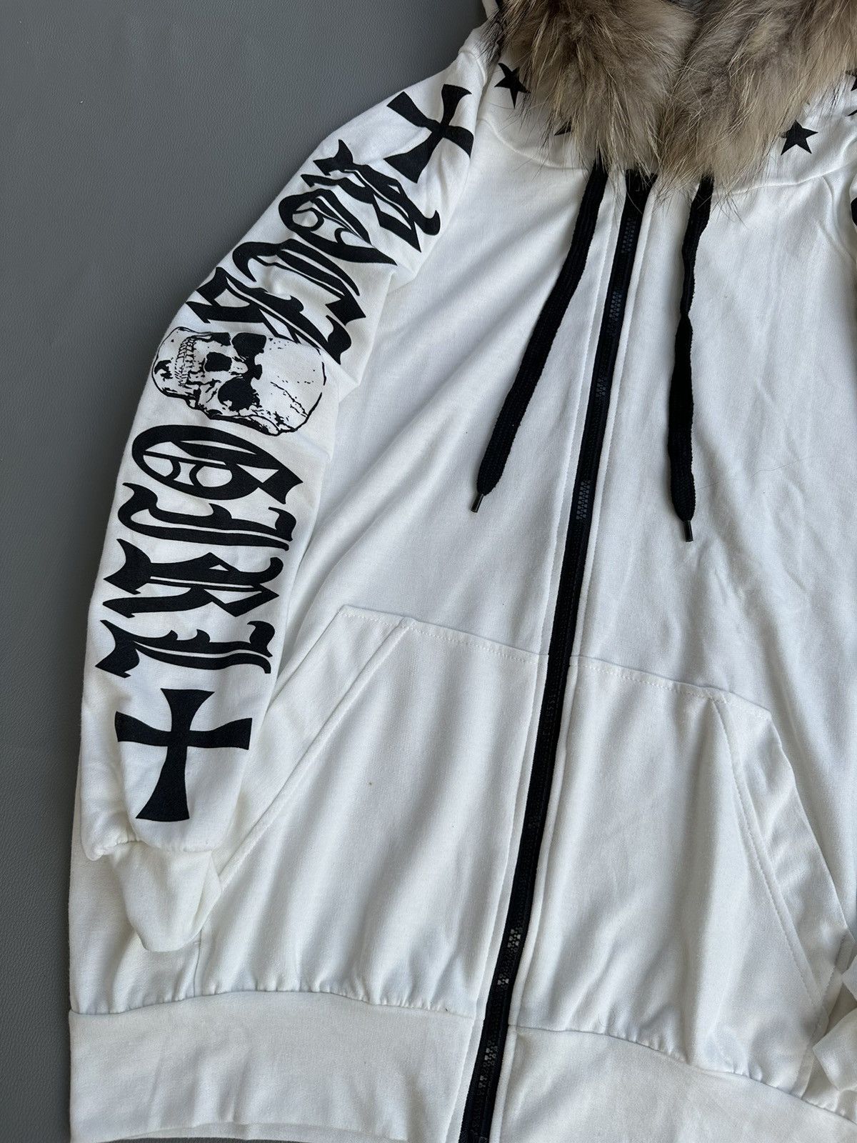 20471120 ROCK GIRL SKULL AND STARS BOXY ZIP FUR HOODIE LGB PUNK STYLE Size L / US 10 / IT 46 - 7 Thumbnail