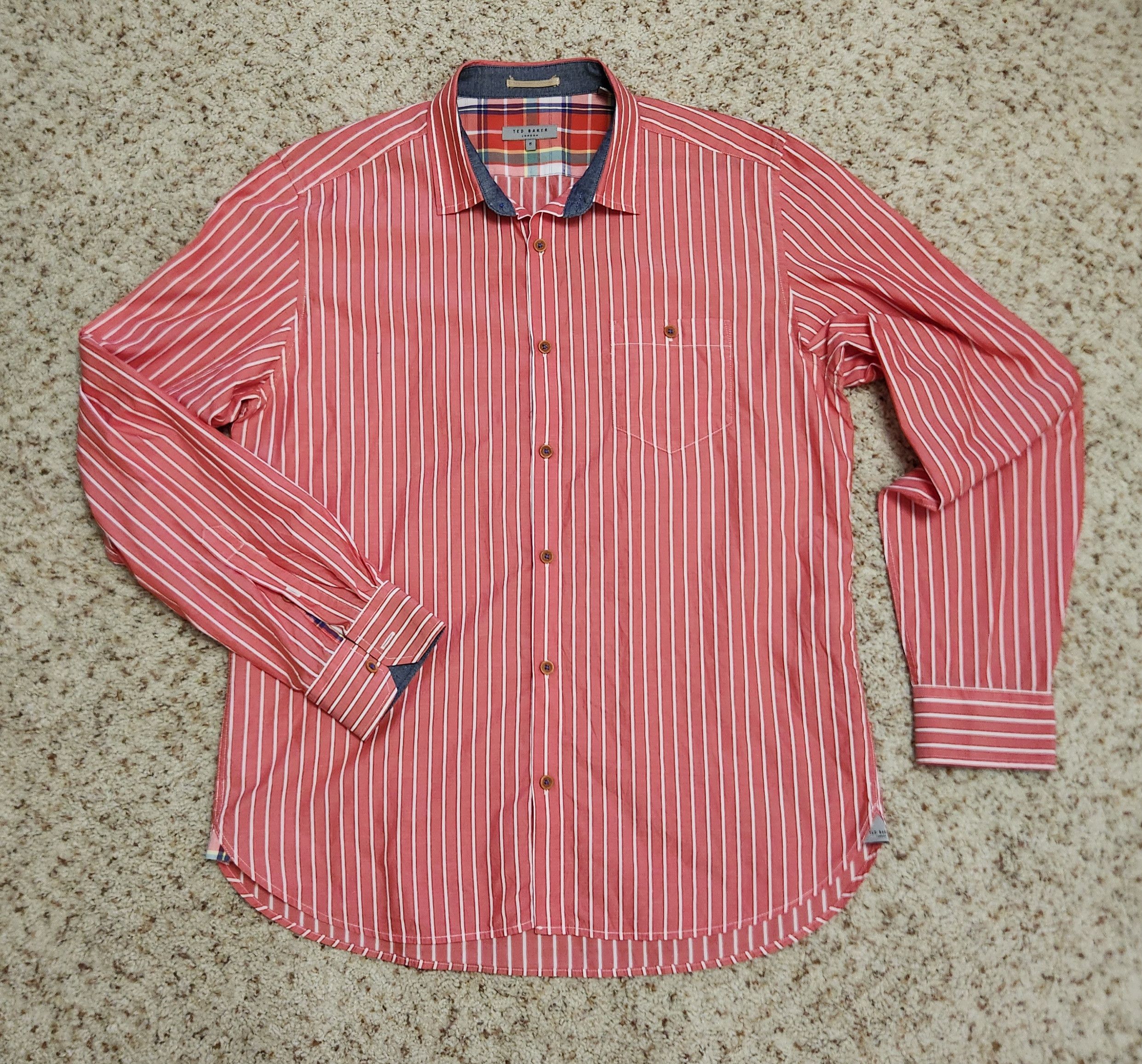 Ted Baker Ted Baker shirt M men's cotton red stripe Size US M / EU 48-50 / 2 - 8 Thumbnail